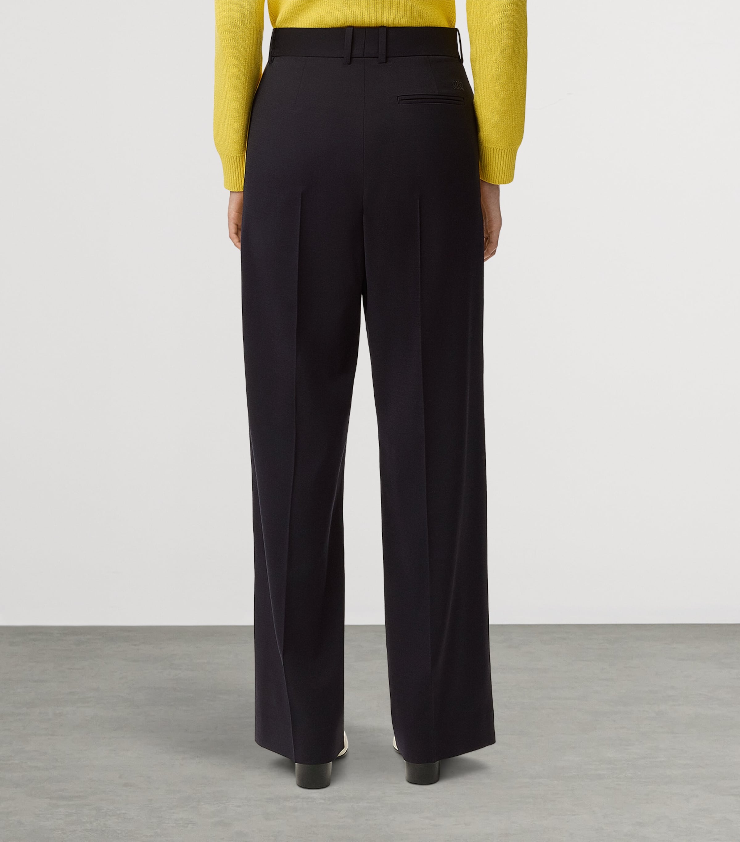 LOEWE Womens Tape-Trim Tailored Trousers Navy/yellow Image 4
