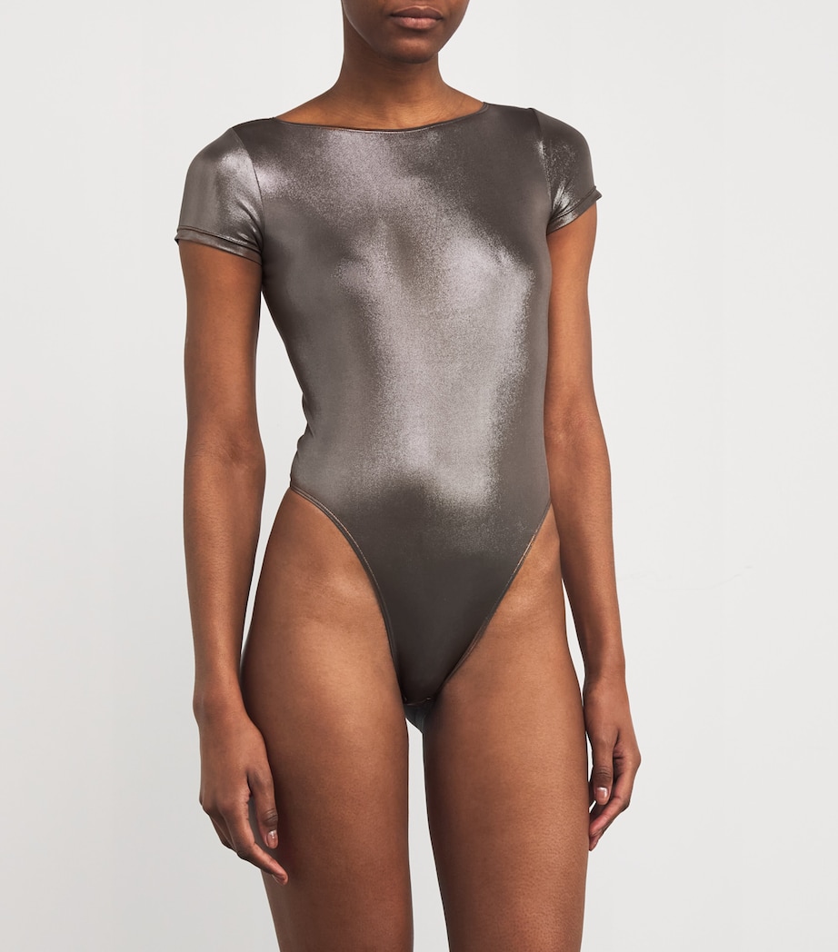 LAPOINTE Womens Metallic Bodysuit Steel Image 3