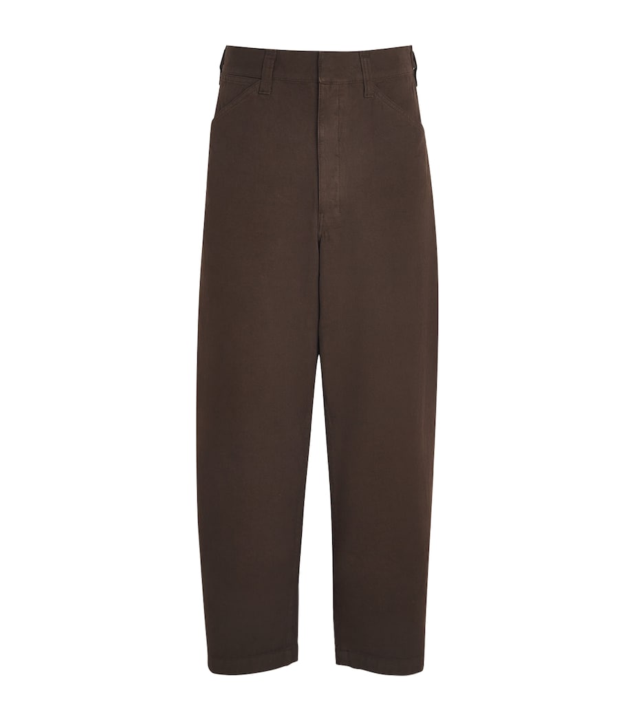 Lemaire Mens Cotton Workwear Wide-Leg Trousers Ristretto Image 1
