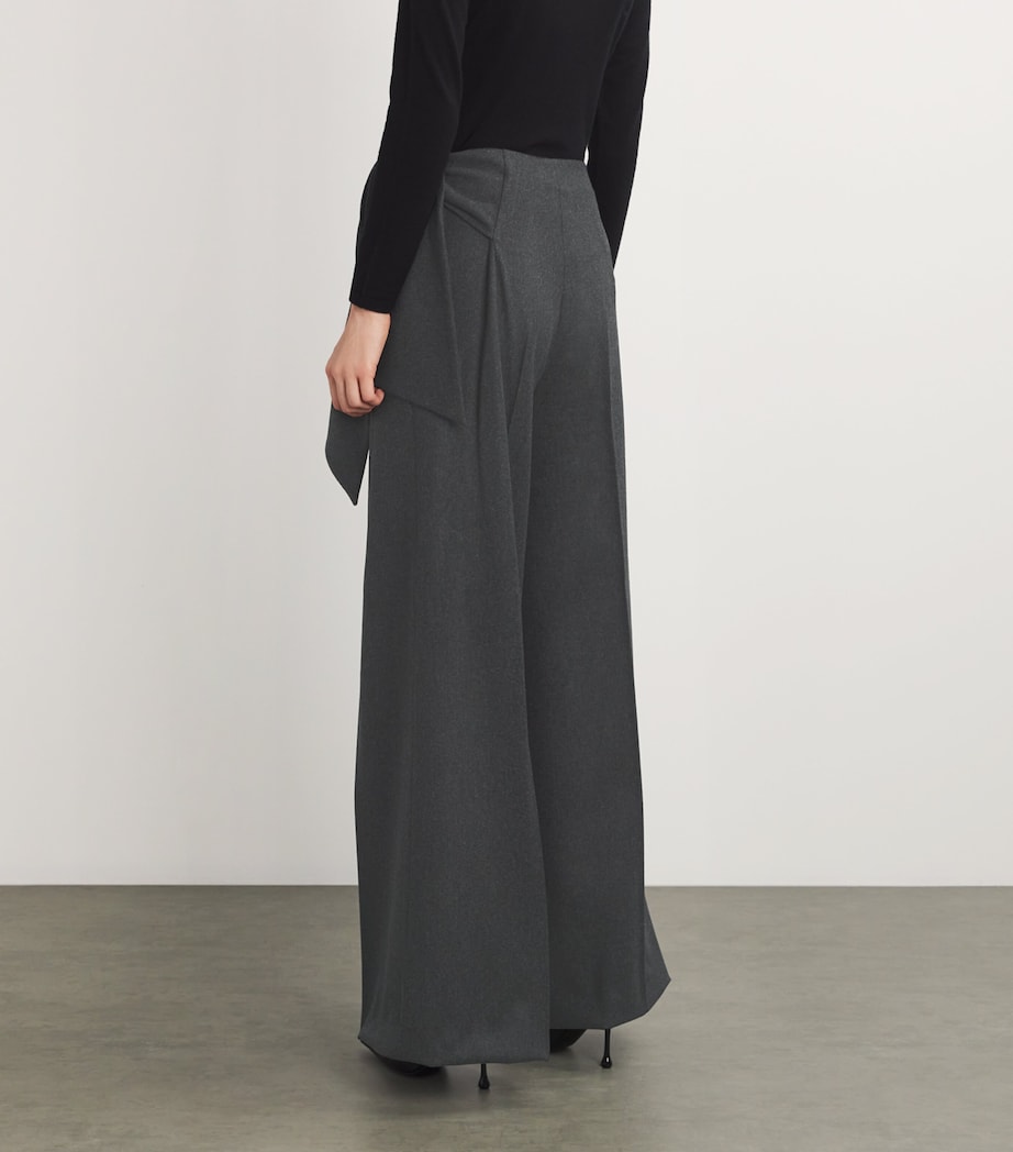 Stretch-Virgin Wool Wrap Trousers DARK GREY Image 4