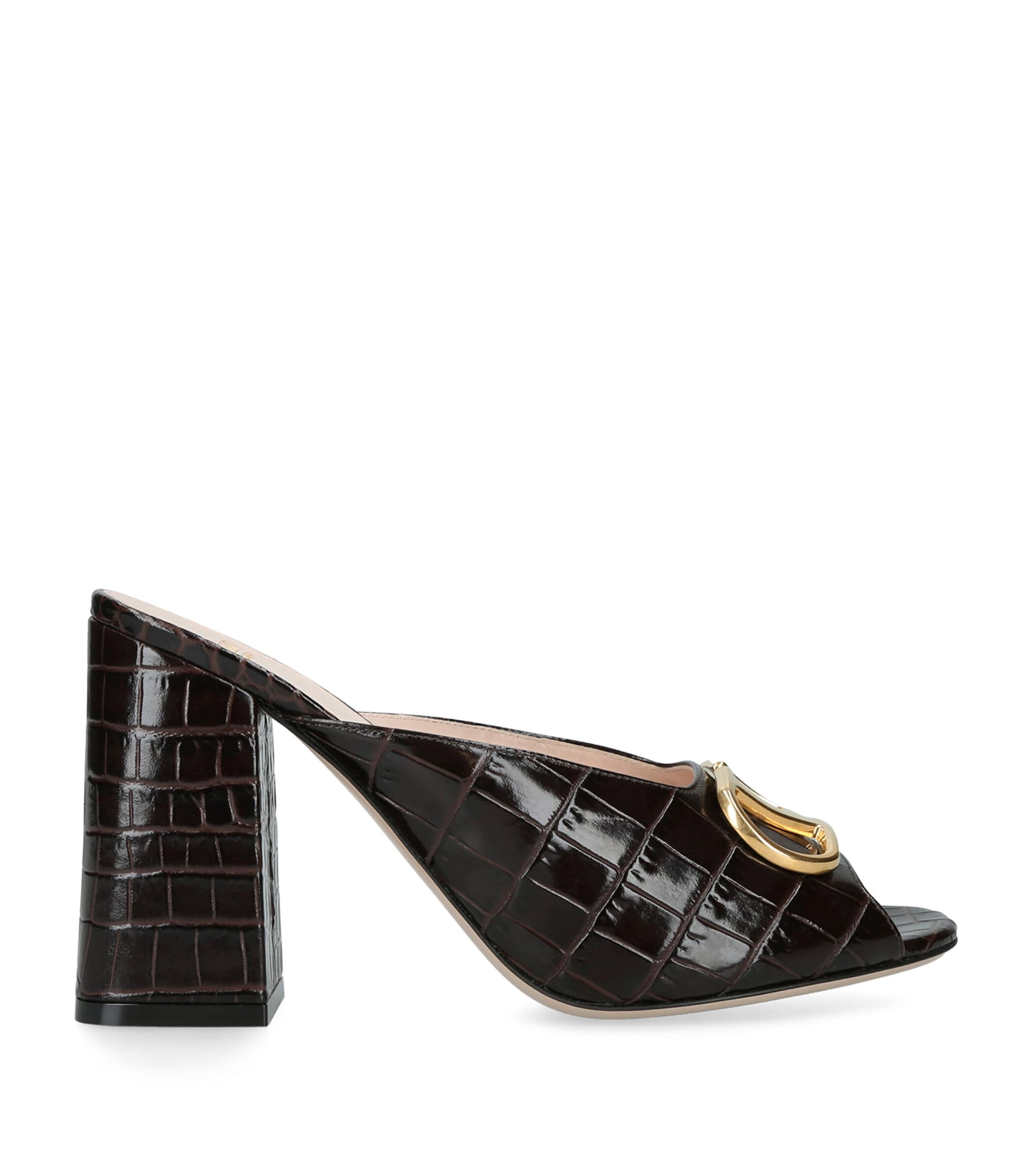 Valentino Garavani Croc-Embossed Leather VLogo Mules 95 Mid Brown Image 1