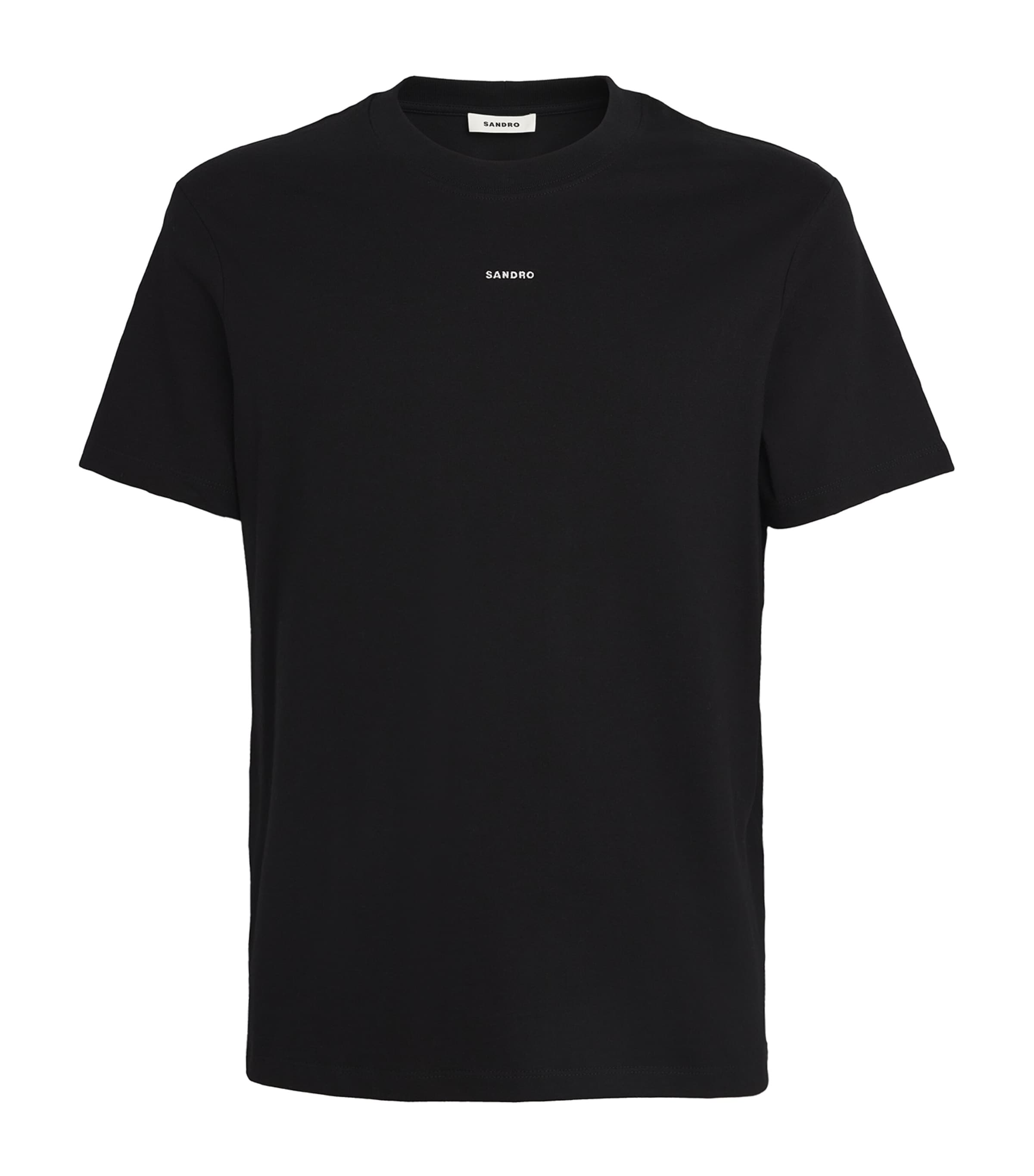 Shop Sandro Cotton Logo T-shirt In Black