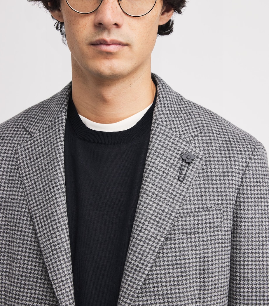 Wool-Cashmere Houndstooth Blazer 910GR MCR PIED GREY Image 6
