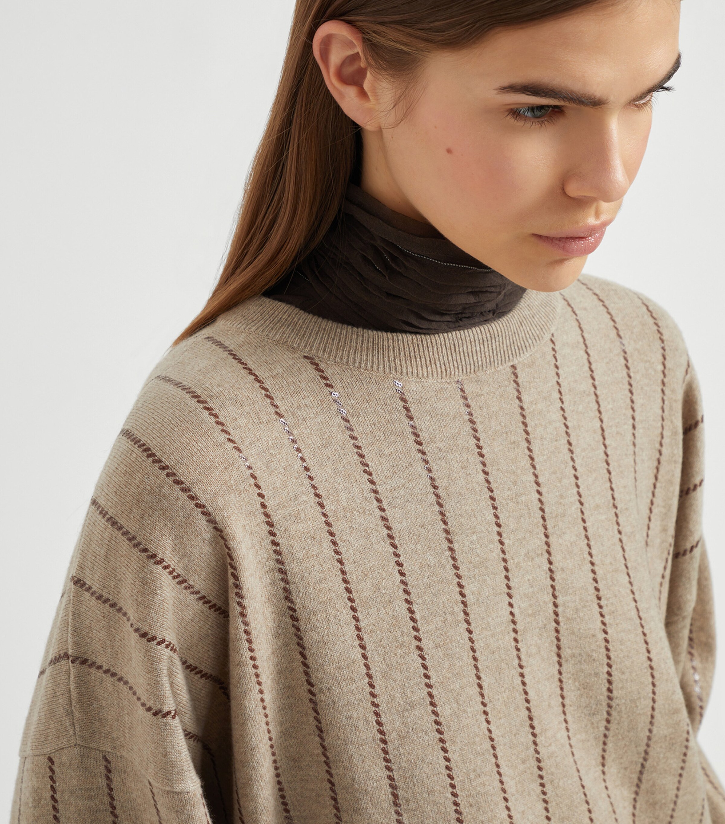 Brunello Cucinelli Womens Cashmere Monili-Detail Sweater Image 6