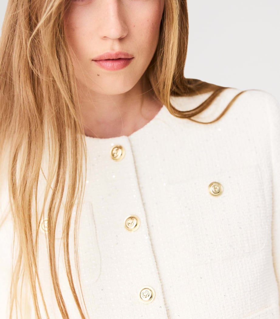 Maje Womens Tweed Cropped Jacket Ecru Image 8