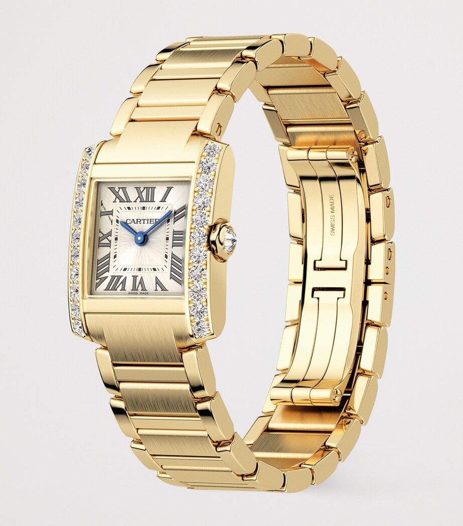Cartier Small Yellow Gold and Diamond Tank Française Watch 21.2mm Golden Image 3