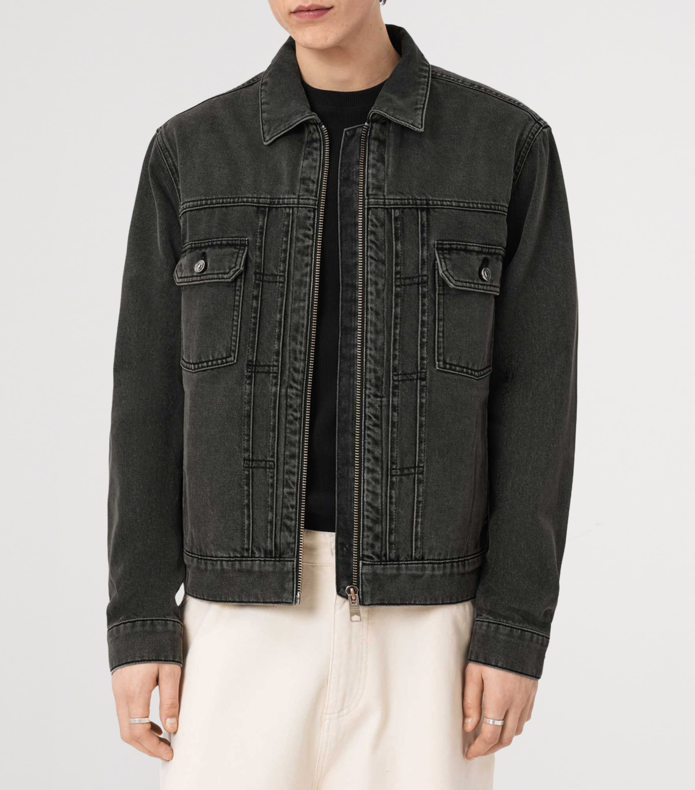 AllSaints Mens Brightmore Denim Jacket Dirty Black Image 3