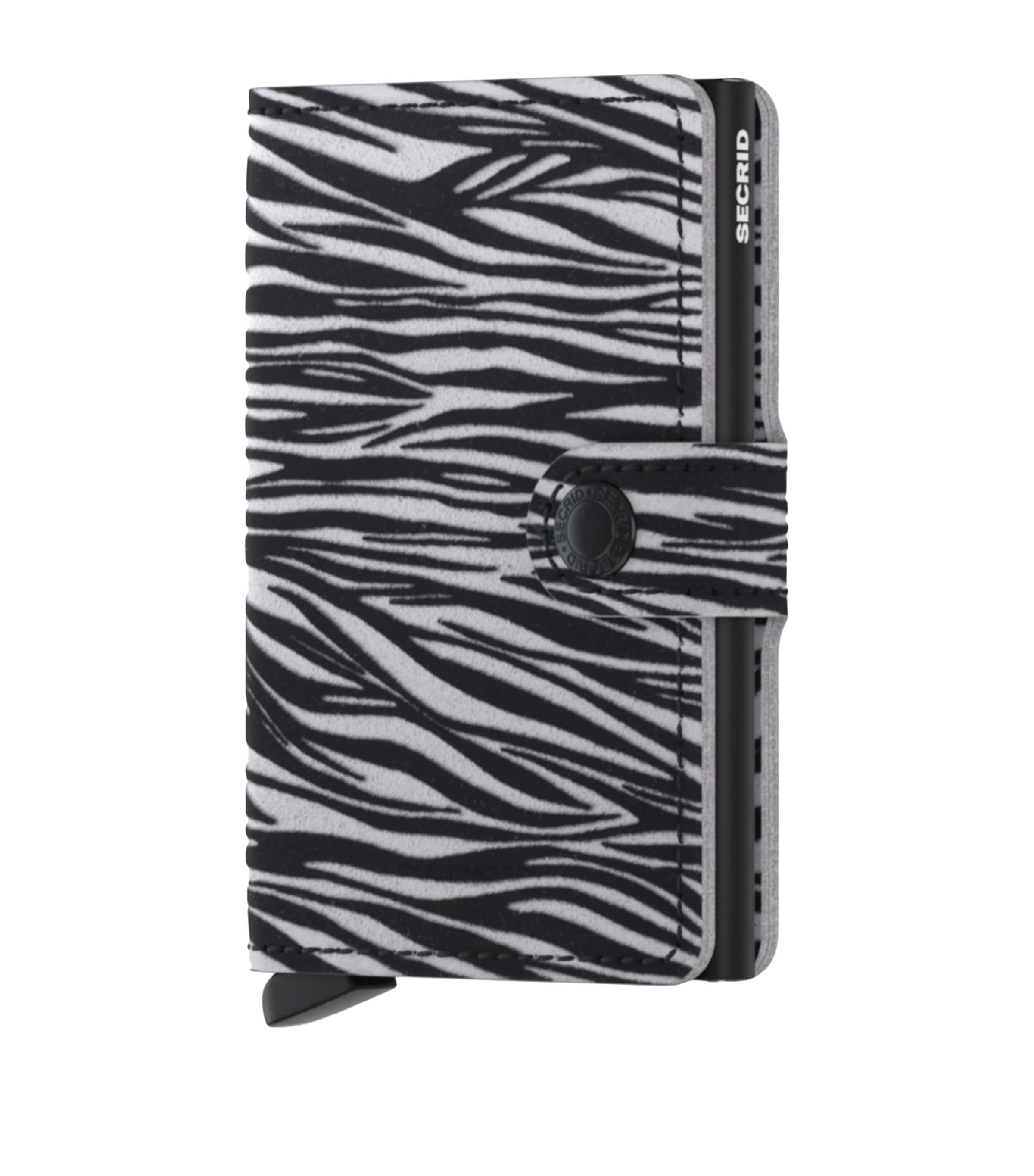 Shop Secrid Leather Zebra Print Miniwallet In Grey