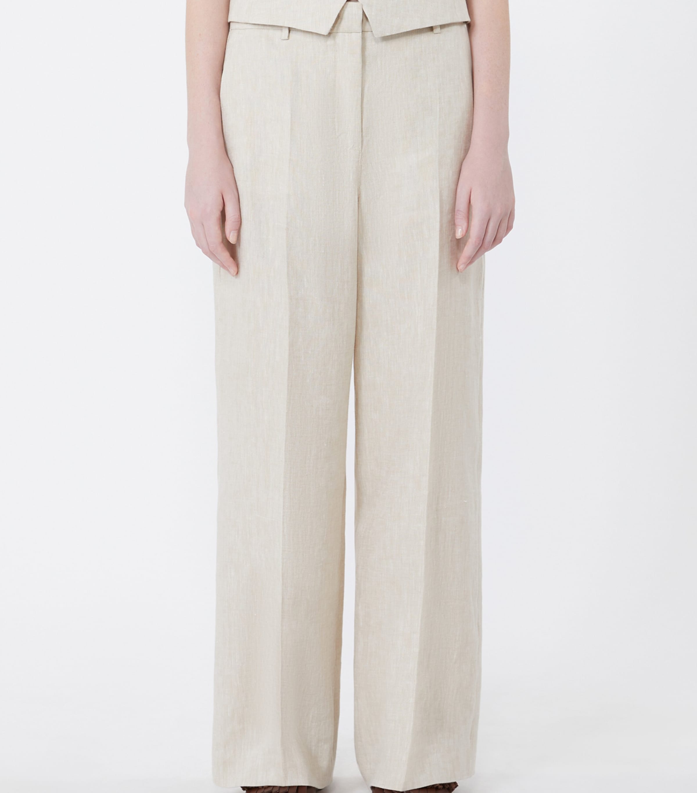 Weekend Max Mara Womens Linen Wide-Leg Trousers Ecru Image 3
