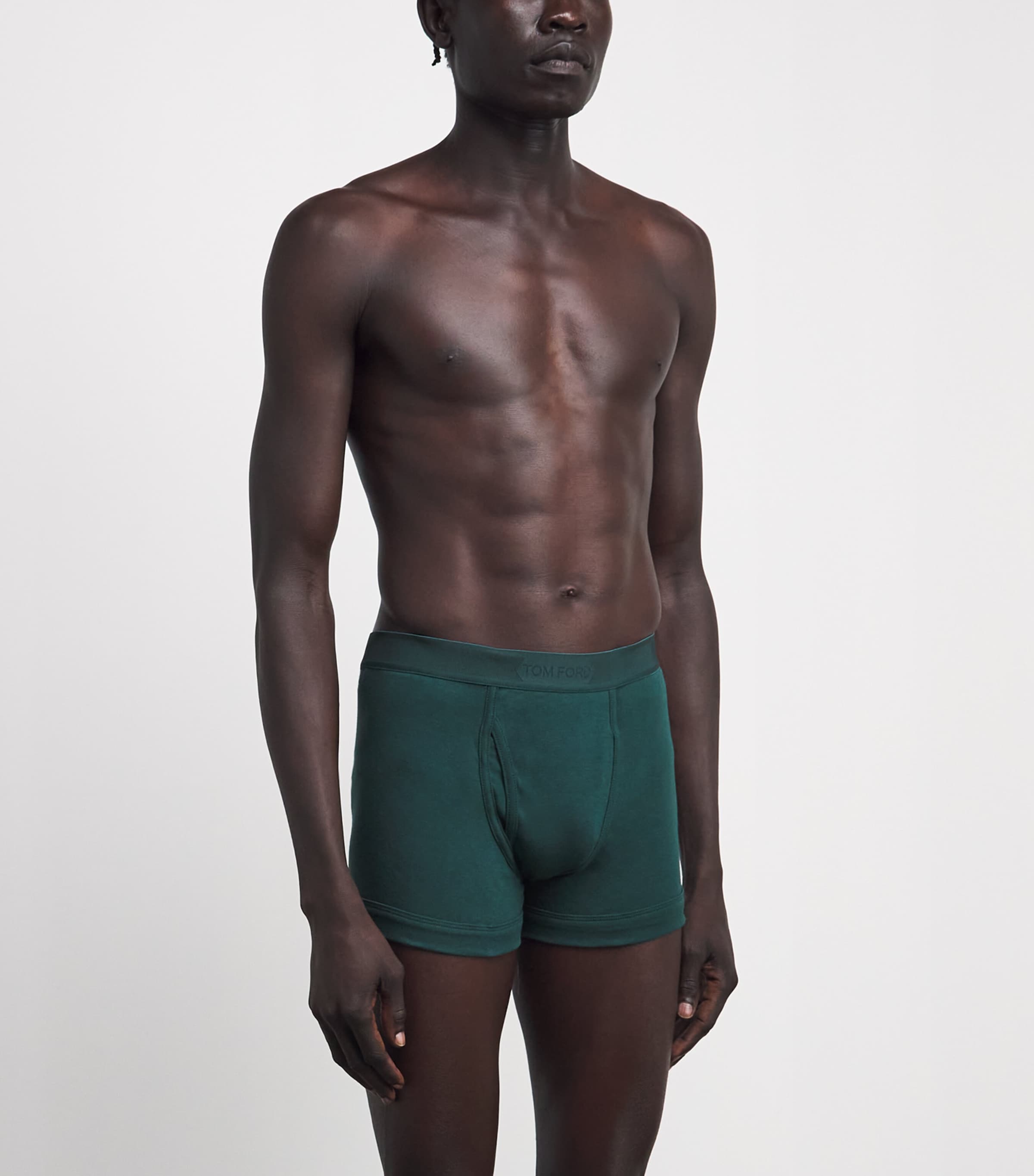 TOM FORD Mens Stretch-Cotton Logo Boxers Emerald Green Image 2