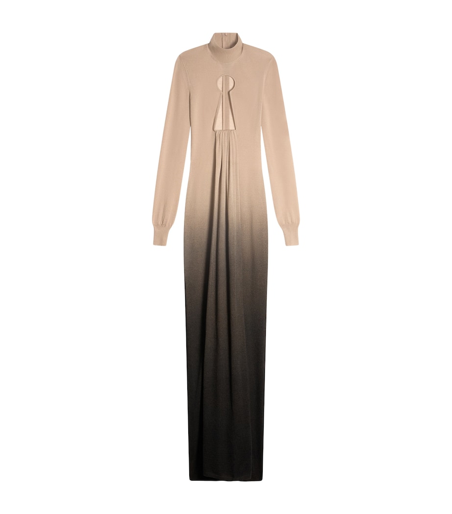 Schiaparelli Womens Cashmere Keyhole Maxi Dress Camel Image 1