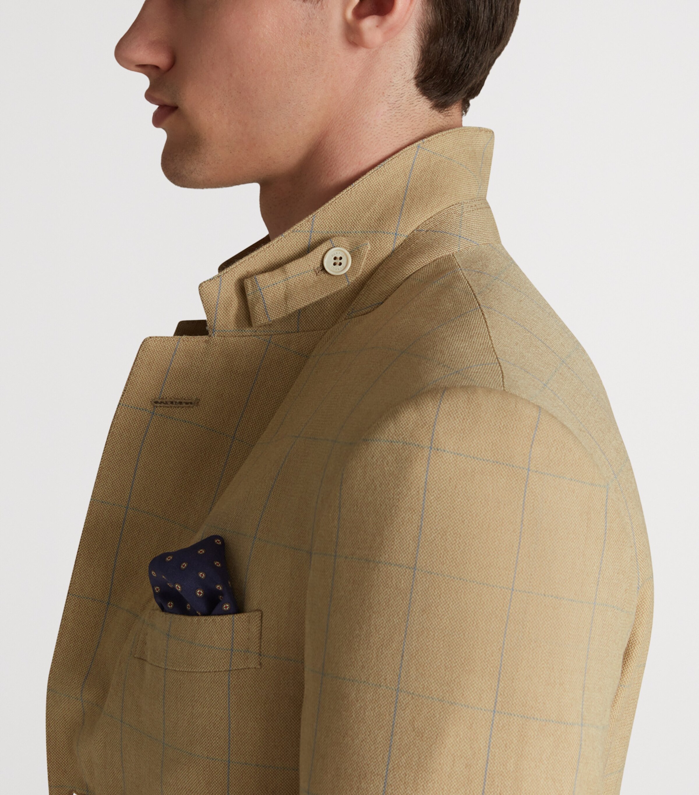 Wool Twill Windowpane Check Bourdon Blazer 742PASTEL YELLOW Image 5