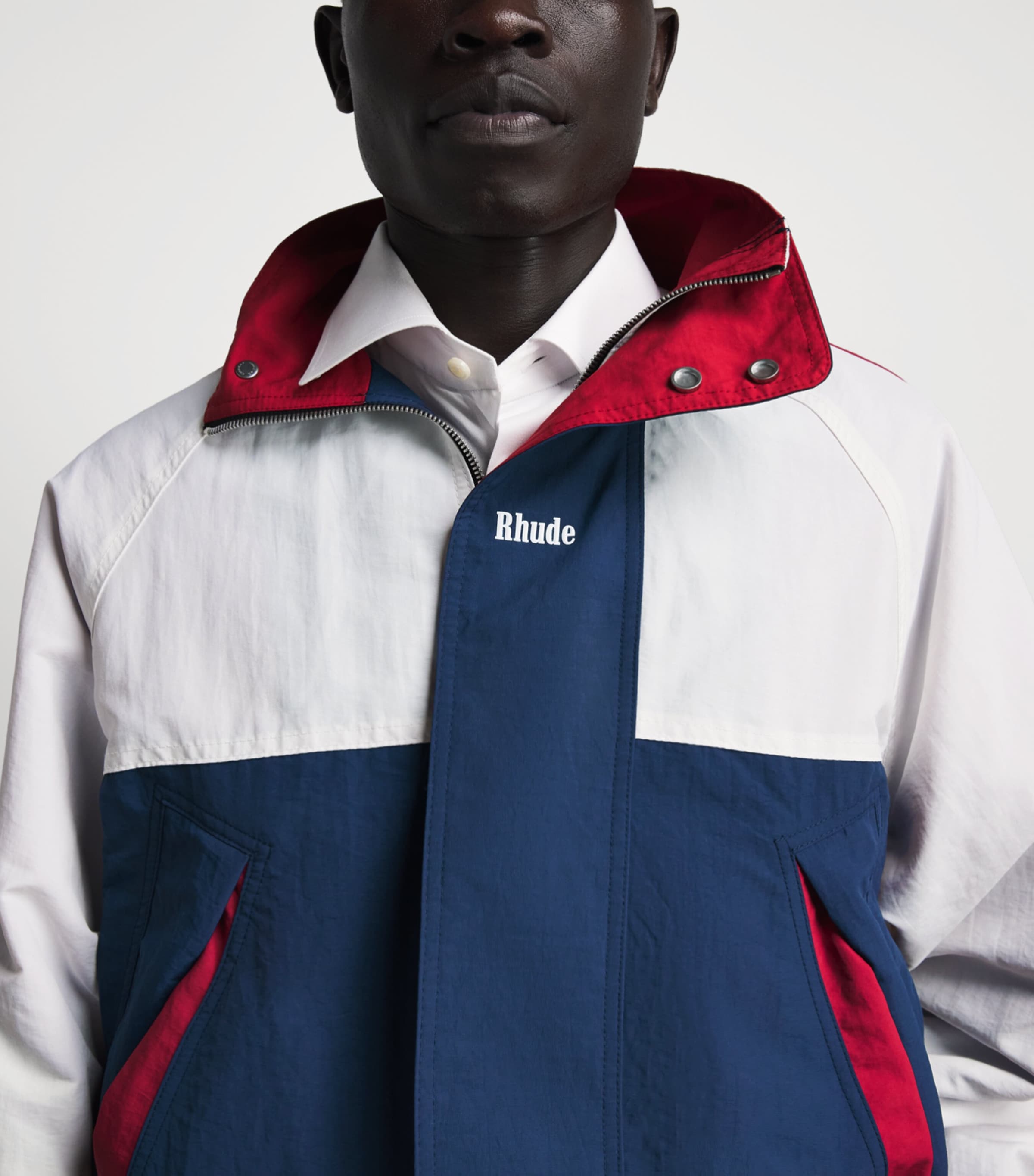 Rhude Mens Dakar Off-Road Track Jacket Cream/navy/red Image 3