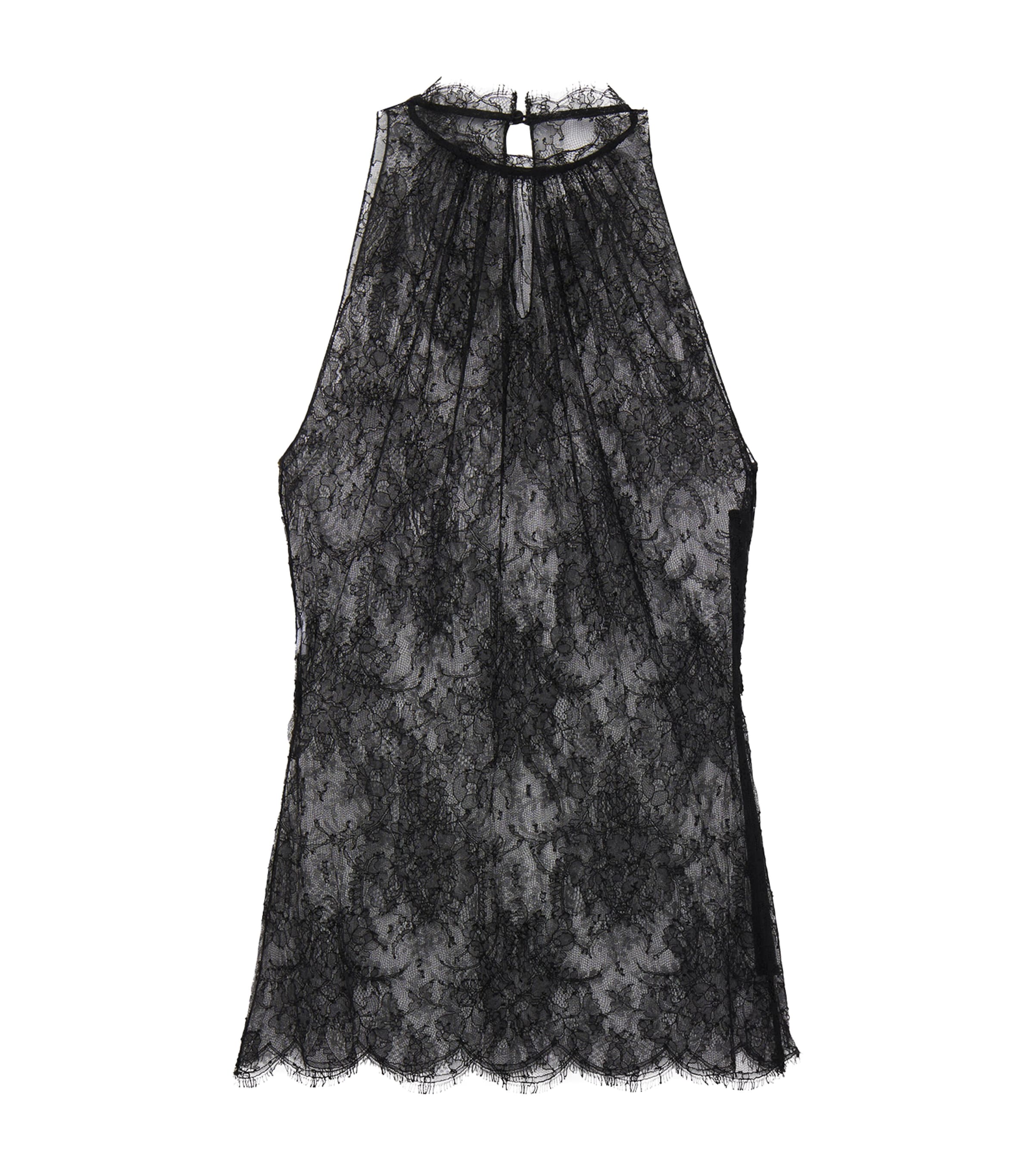 Alexander Mcqueen Mcqueen Sleeveless Sheer Floral Lace Top In Black