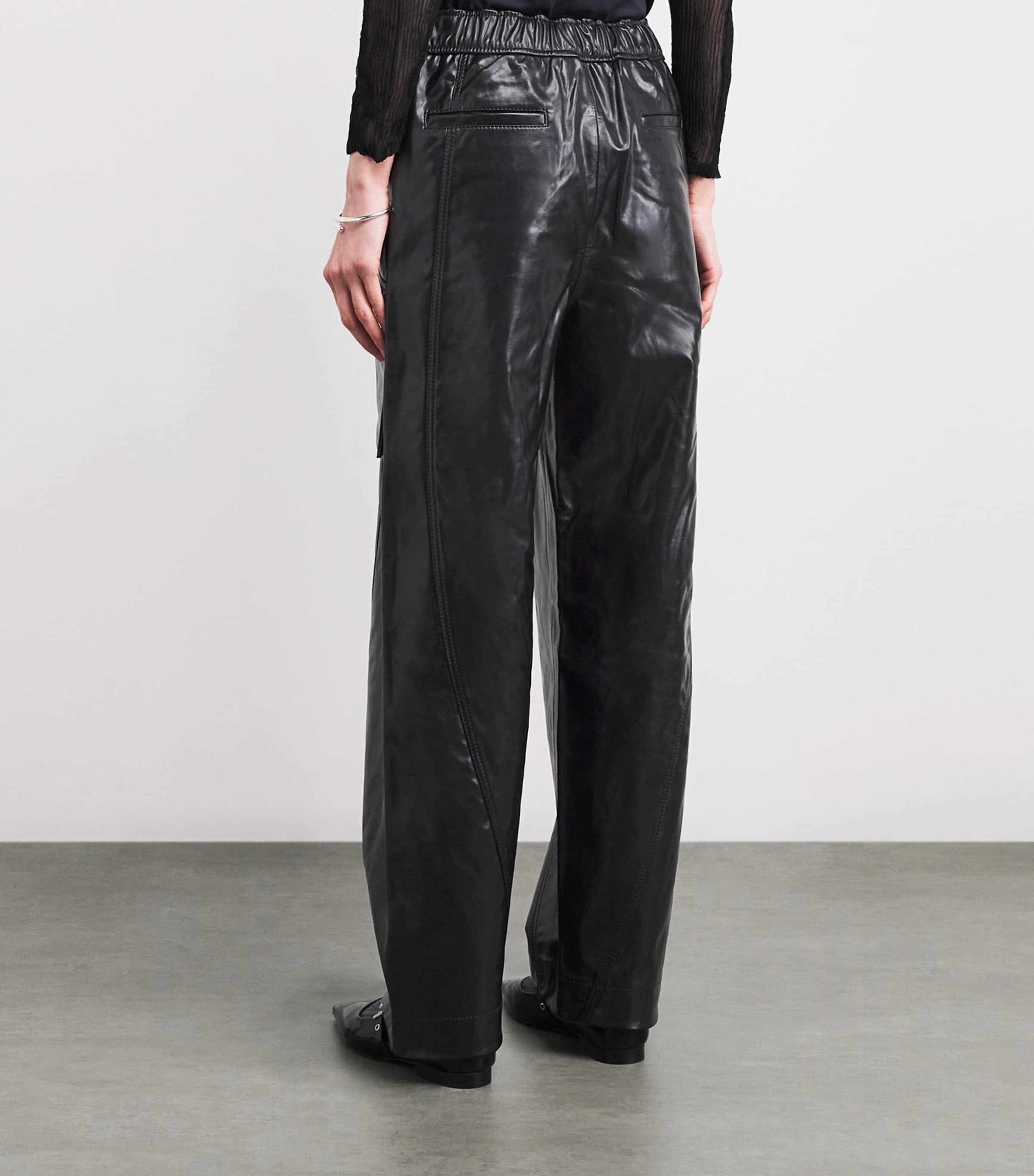 Recycled Leather-Blend Future Cargo Trousers 099 BLACK Image 4