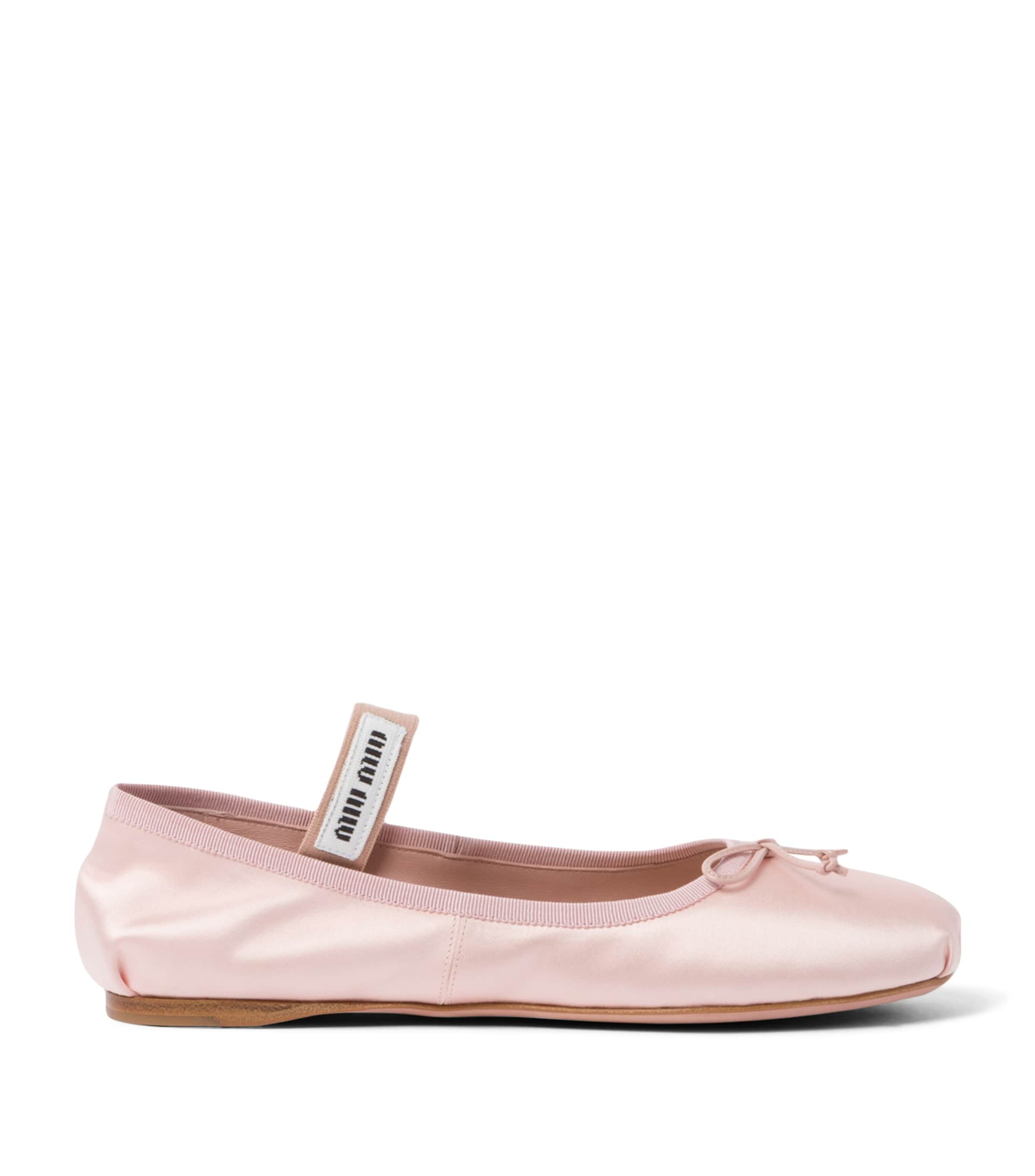 Shop Miu Miu Satin Ballet Flats In Pink