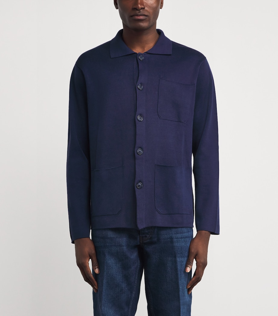 Cotton Three-Pocket Overshirt NAVY BLUE Image 3