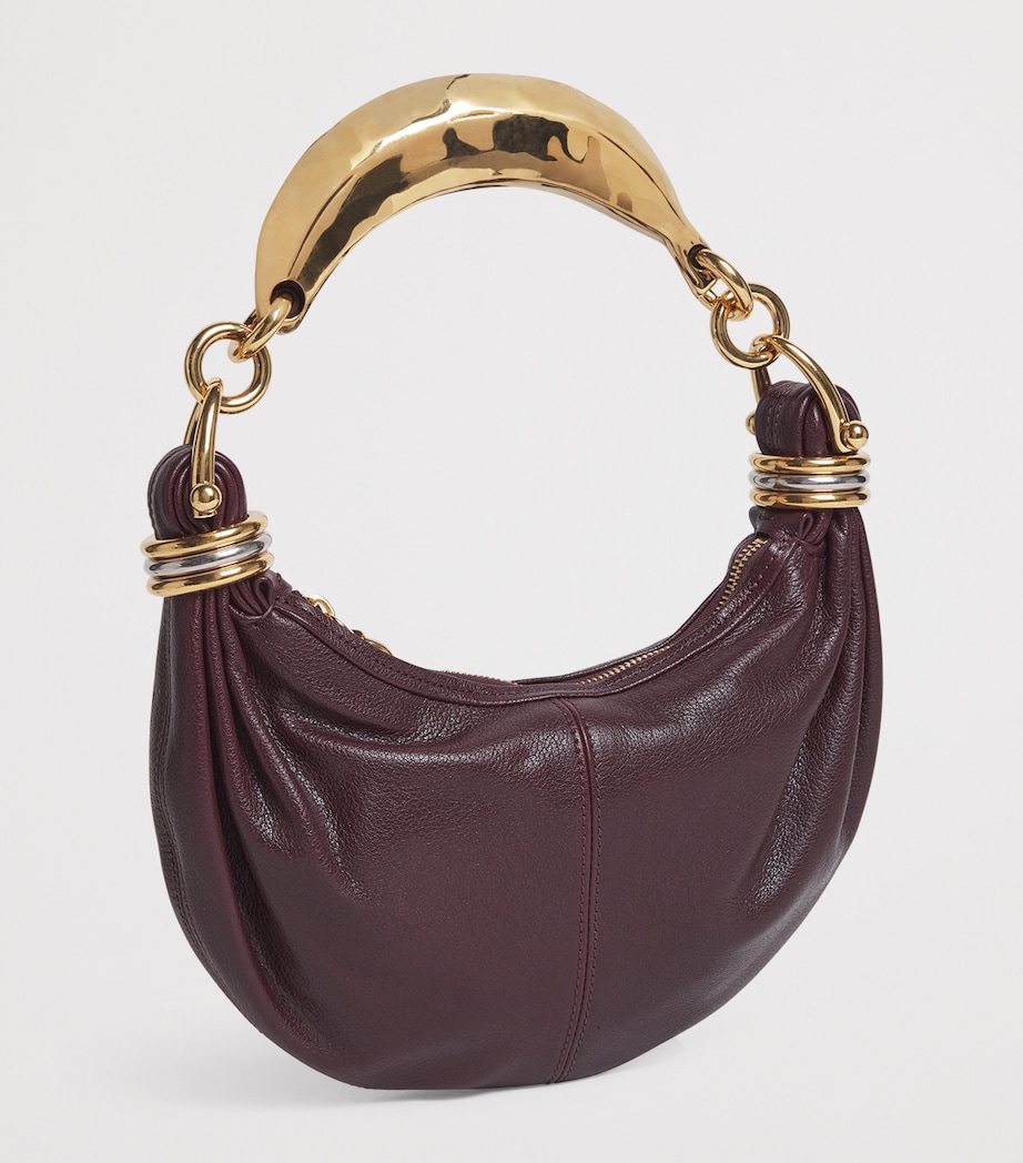 Mini Leather Banana Top-Handle Bag GRENAT Image 2