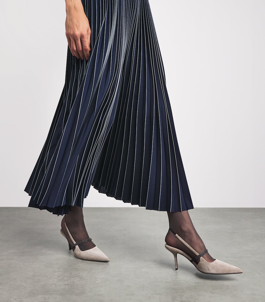 Fabiana Filippi Womens Crêpe de Chine Pleated Maxi Skirt Blu Notte Image 3