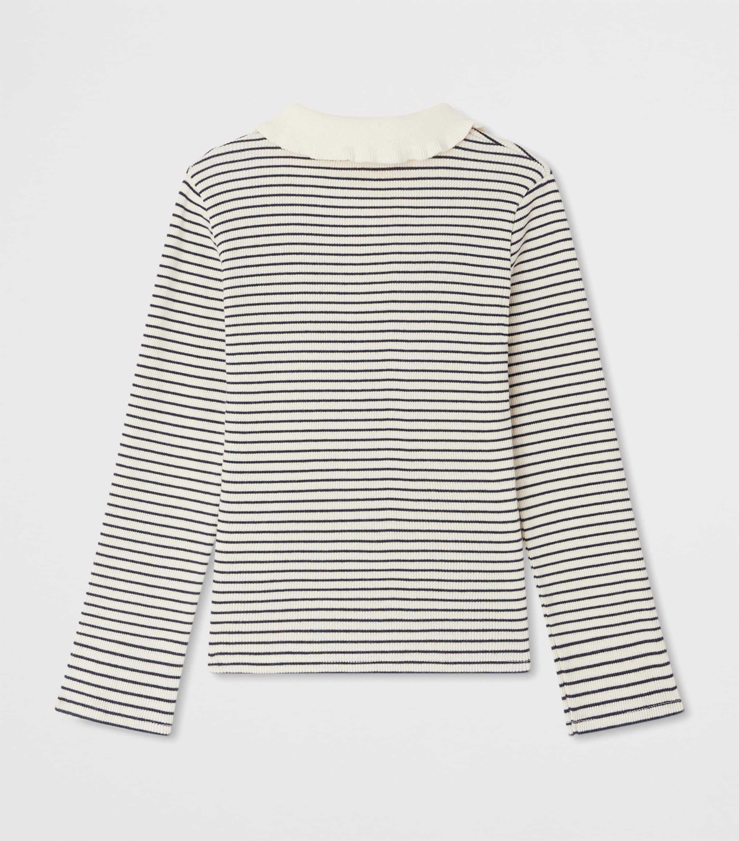 Cotton Stripe Polo Shirt (4-8 Years) RAYURES MARINE Image 2