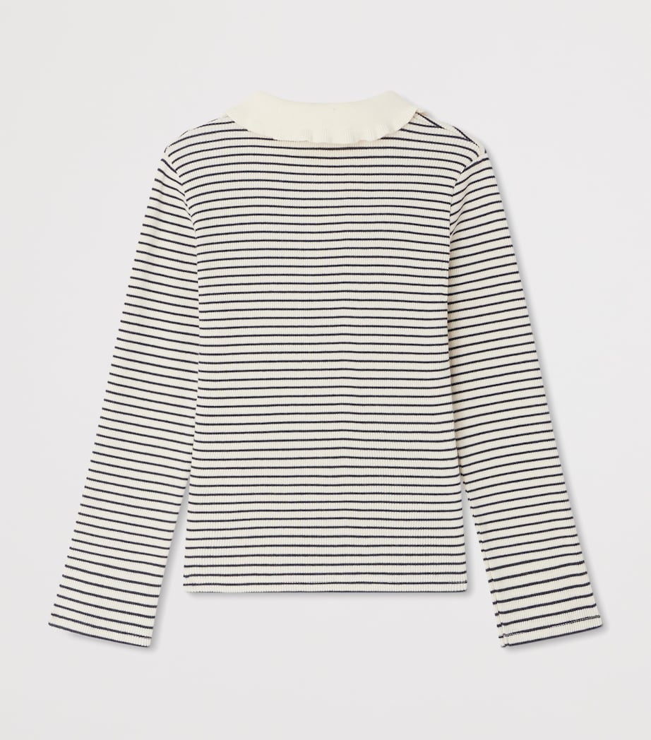 Cotton Stripe Polo Shirt (4-8 Years) RAYURES MARINE Image 2