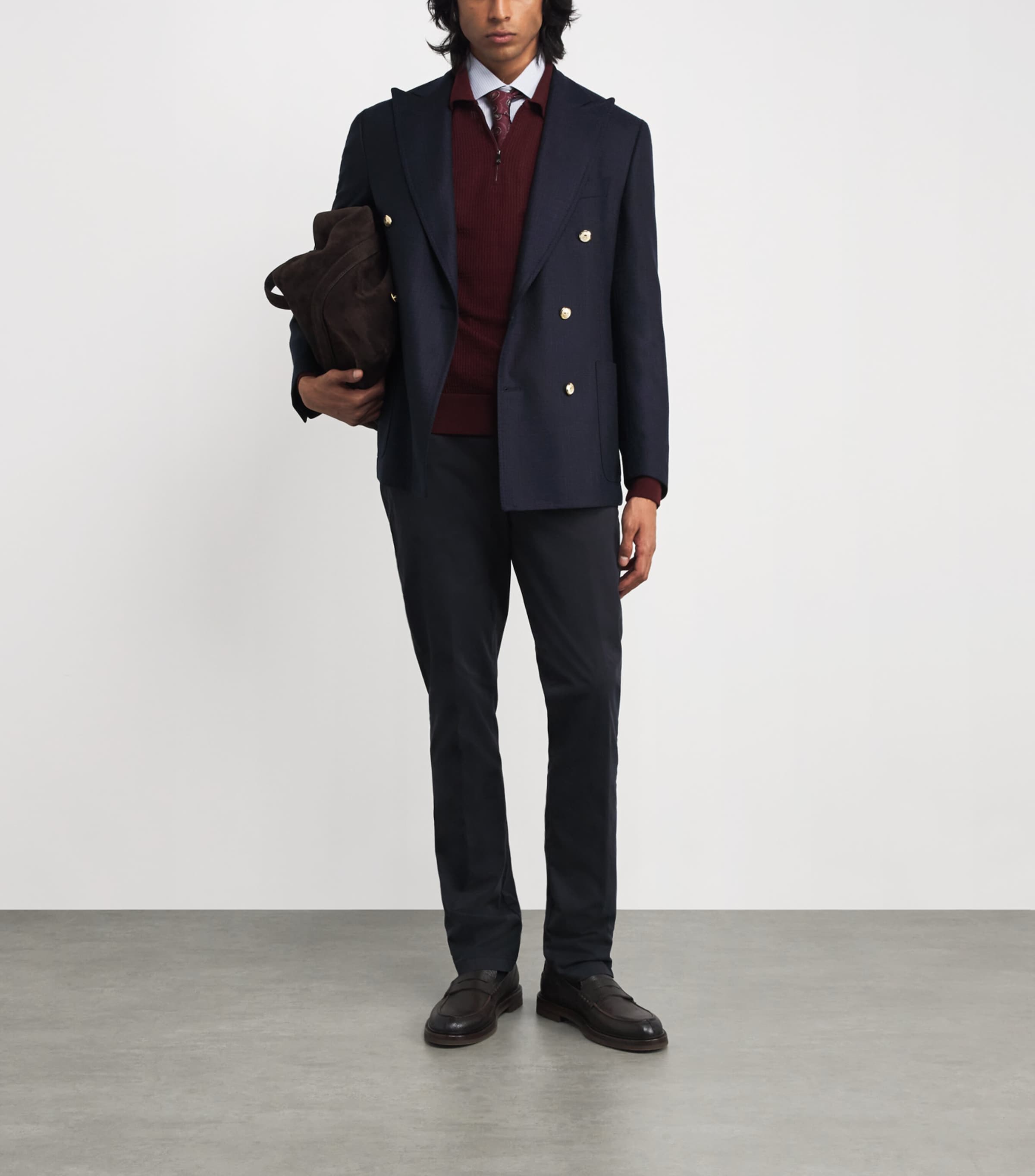 Virgin Wool Double-Breasted Blazer 001 NAVY BLUE Image 2