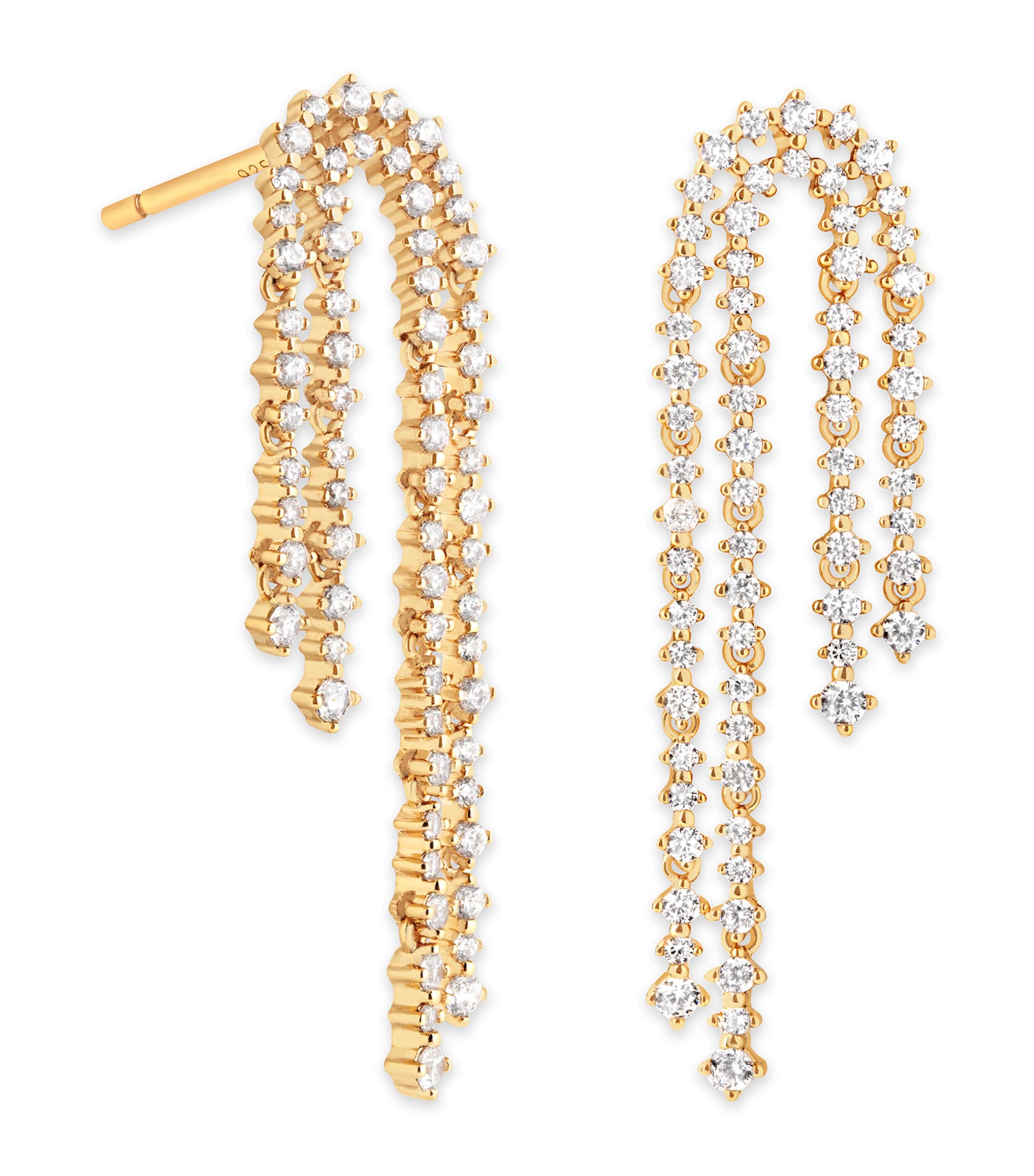 Astrid & Miyu Yellow Gold-plated Silver And Crystal Scatter Drop Earrings In Gold