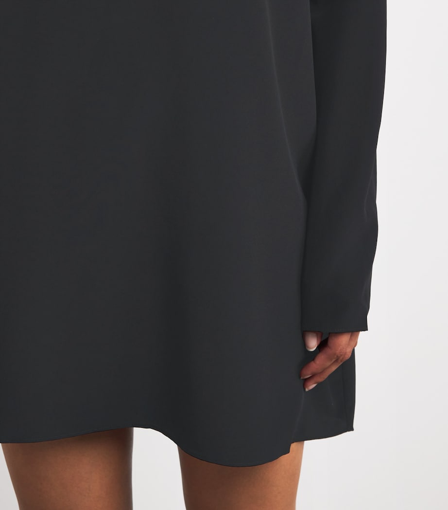 Silk Long-Sleeve Mini Dress BLACK Image 6