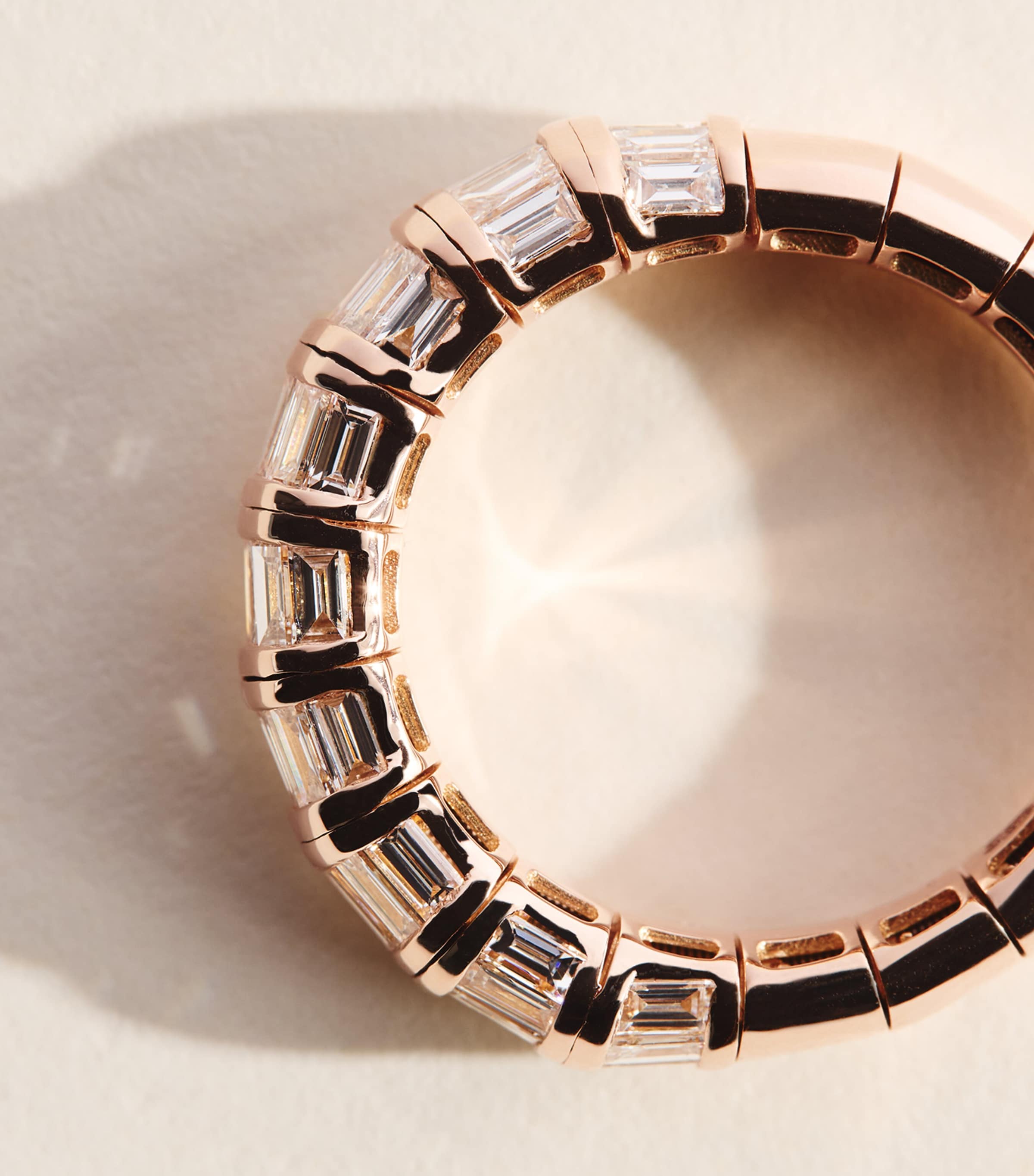 SHAY Rose Gold and Diamond Baguette Ring Rose Gold Image 5