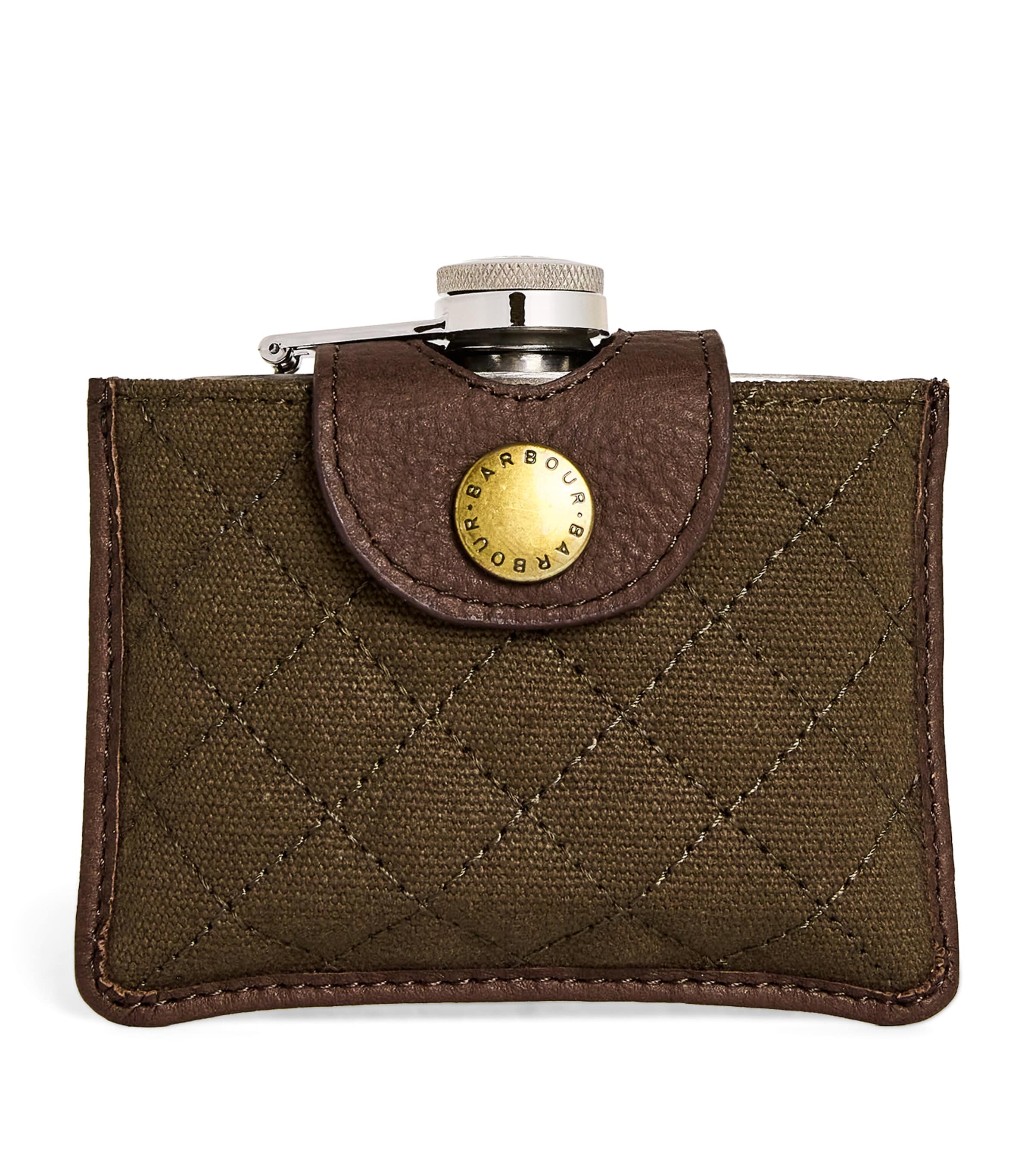 Barbour Quilted Padbury Hip Flask In Brown