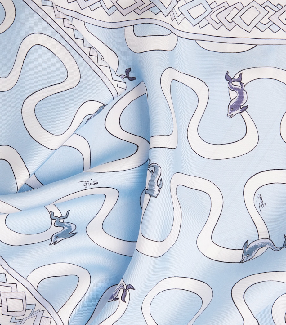 PUCCI Womens Silk Printed Cape Light Blue Image 3