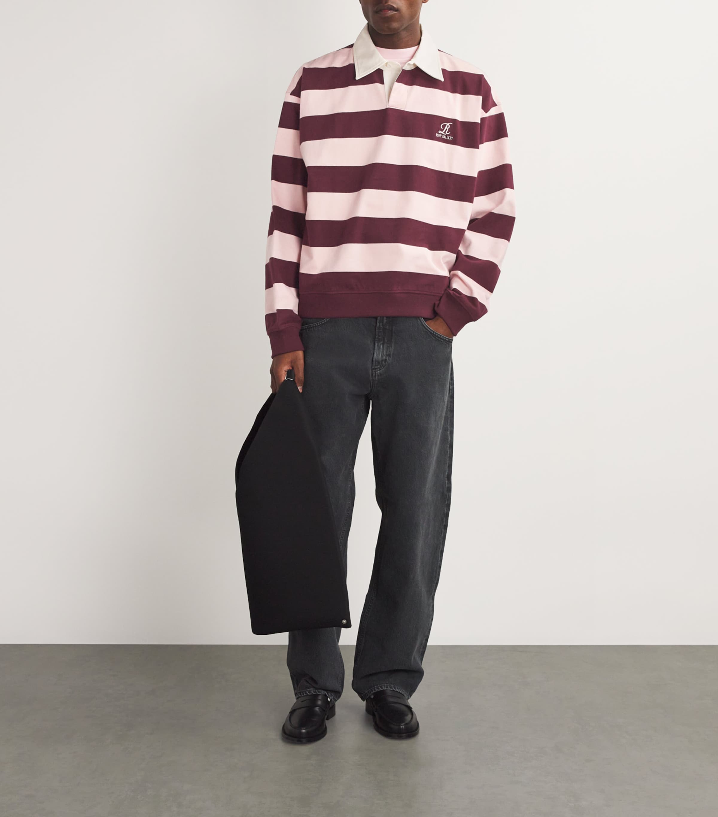 AGOLDE Mens x RSVP Gallery Cotton Rugby Shirt Pink/burg Image 2