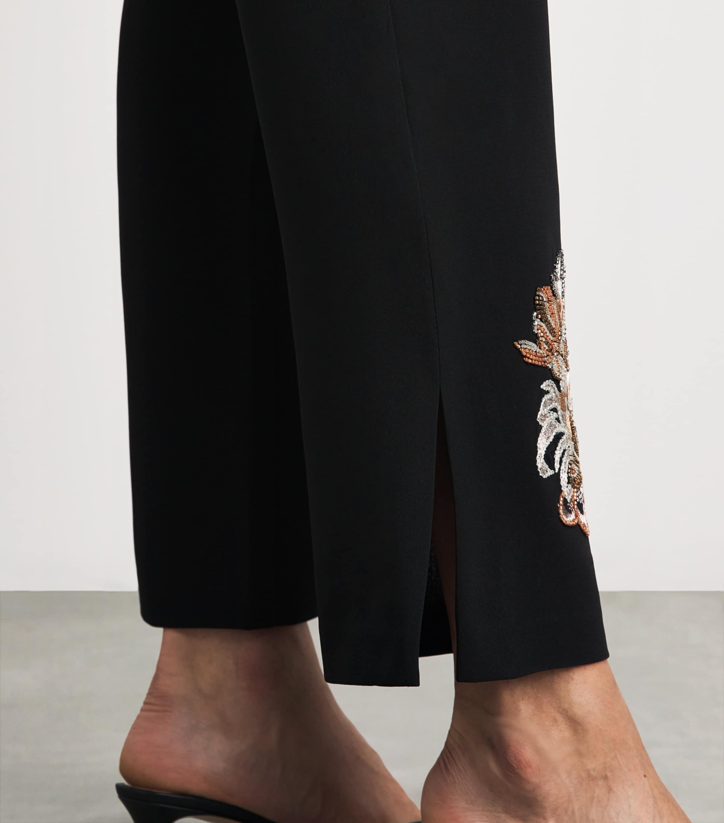 Cinq A Sept Womens Beaded Kerry Trousers Black/neutral Multi Image 3