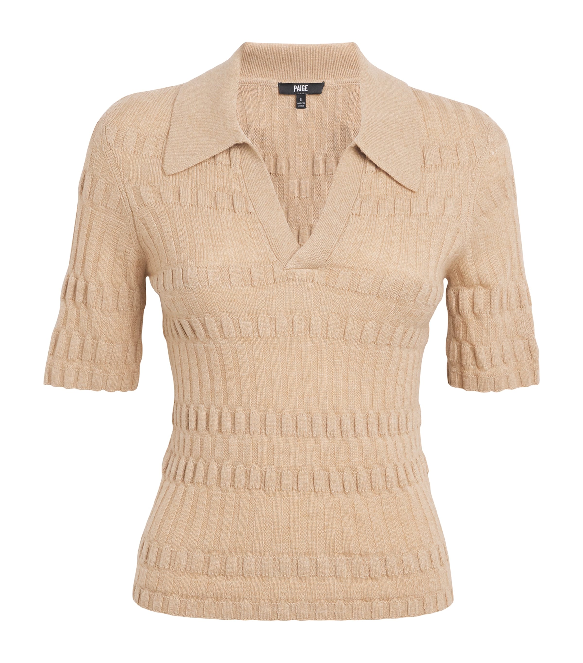 Paige Knitted Dune Polo Top