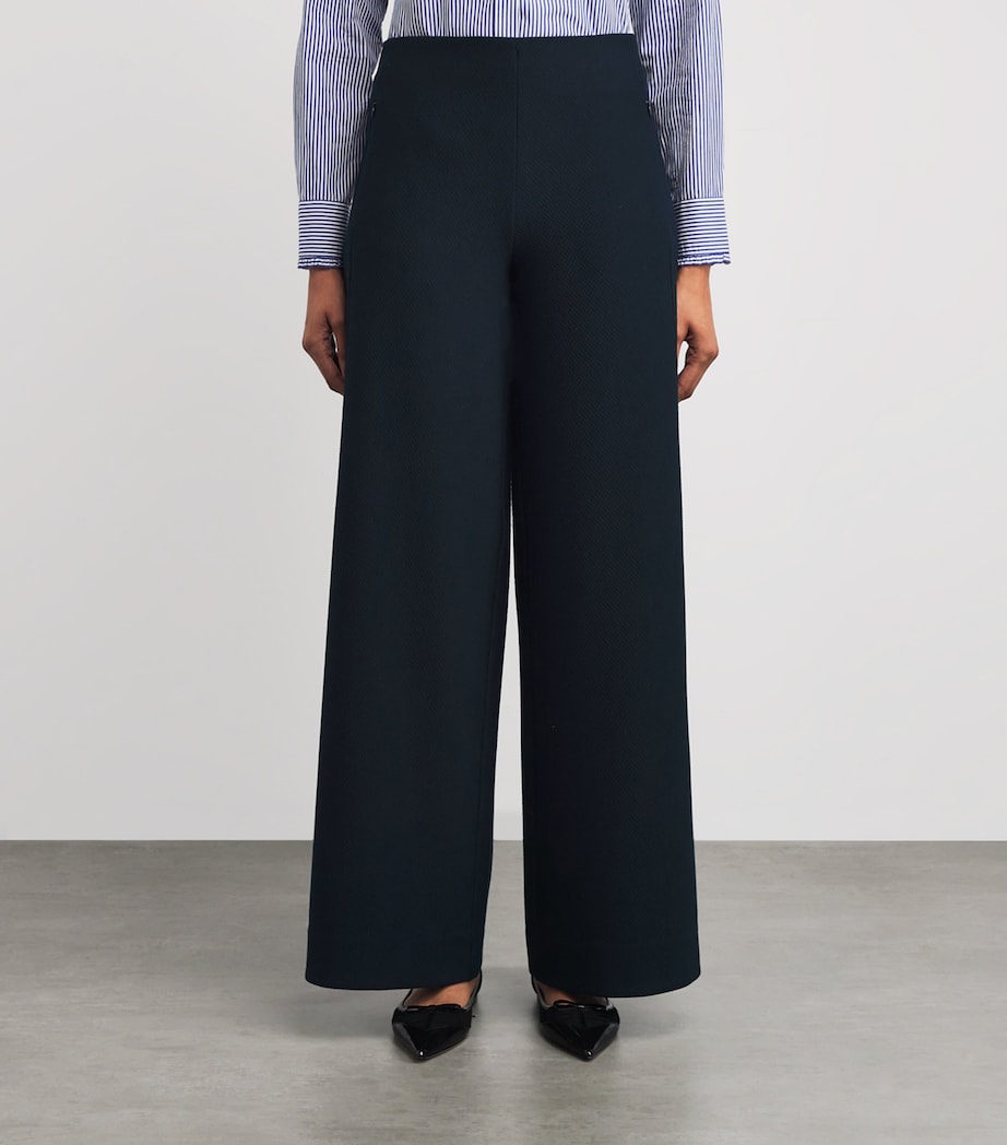 Cable Jacquard Wide-Leg Trousers NAVY Image 3
