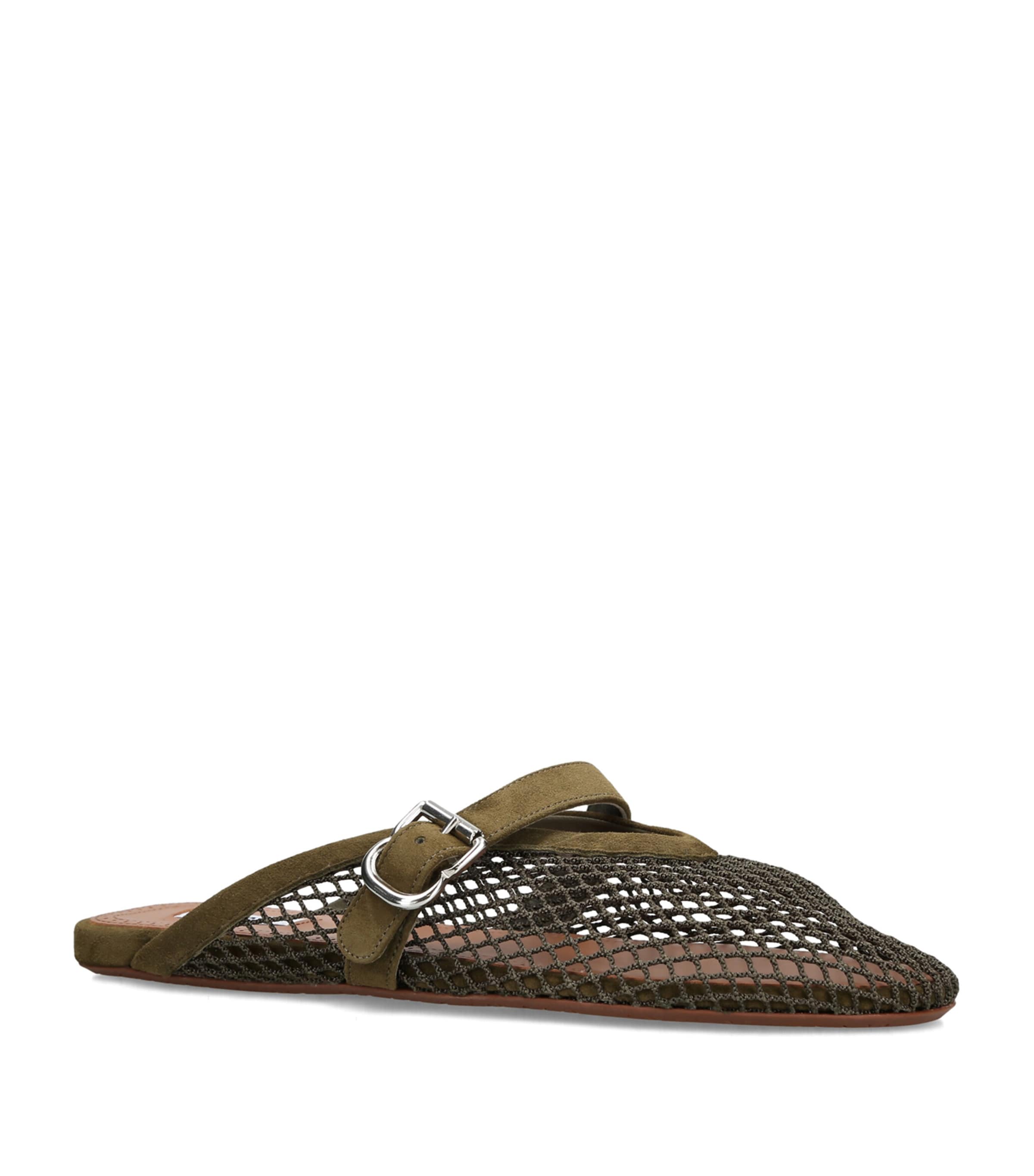 Alaïa Suede Fishnet Mules Khaki Image 3