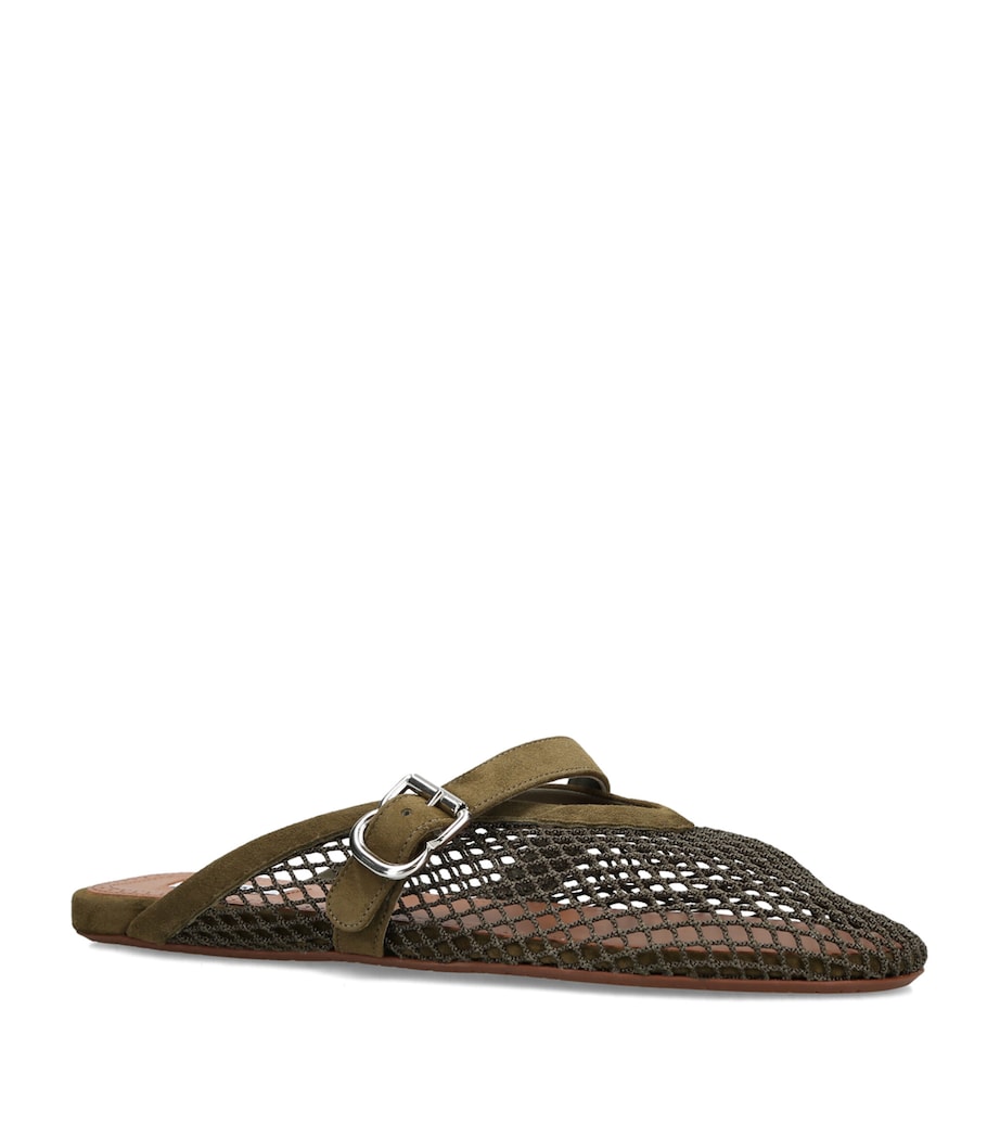 Alaïa Suede Fishnet Mules Khaki Image 3