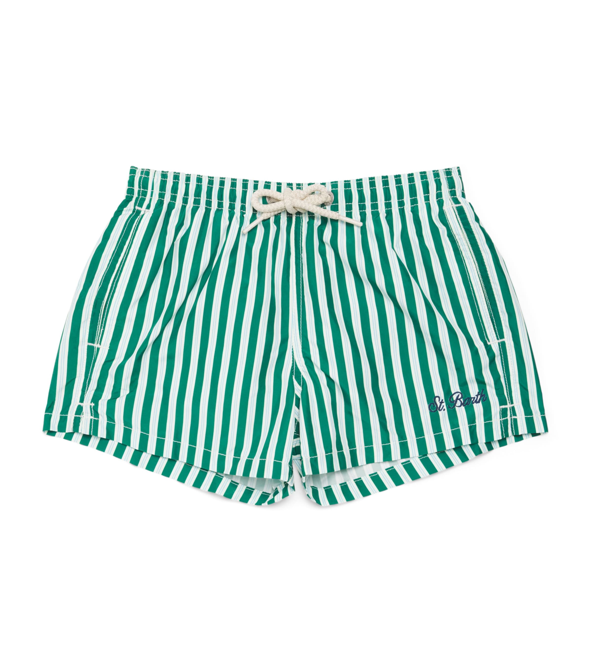 Mc2 Saint Barth Kids Stripe Jean Lightning Swim Shorts (2-14 Years) Pinstripe Flow Image 1