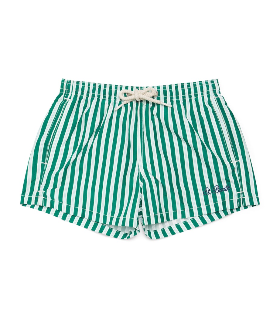 Mc2 Saint Barth Kids Stripe Jean Lightning Swim Shorts (2-14 Years) Pinstripe Flow Image 1