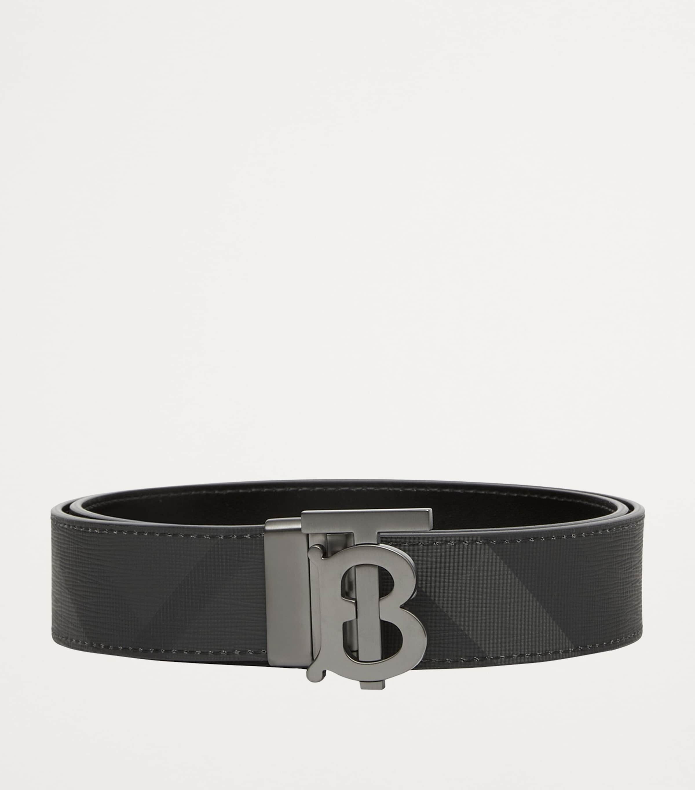 Leather Check Reversible Belt CHARCOAL/GRAPHITE Image 5