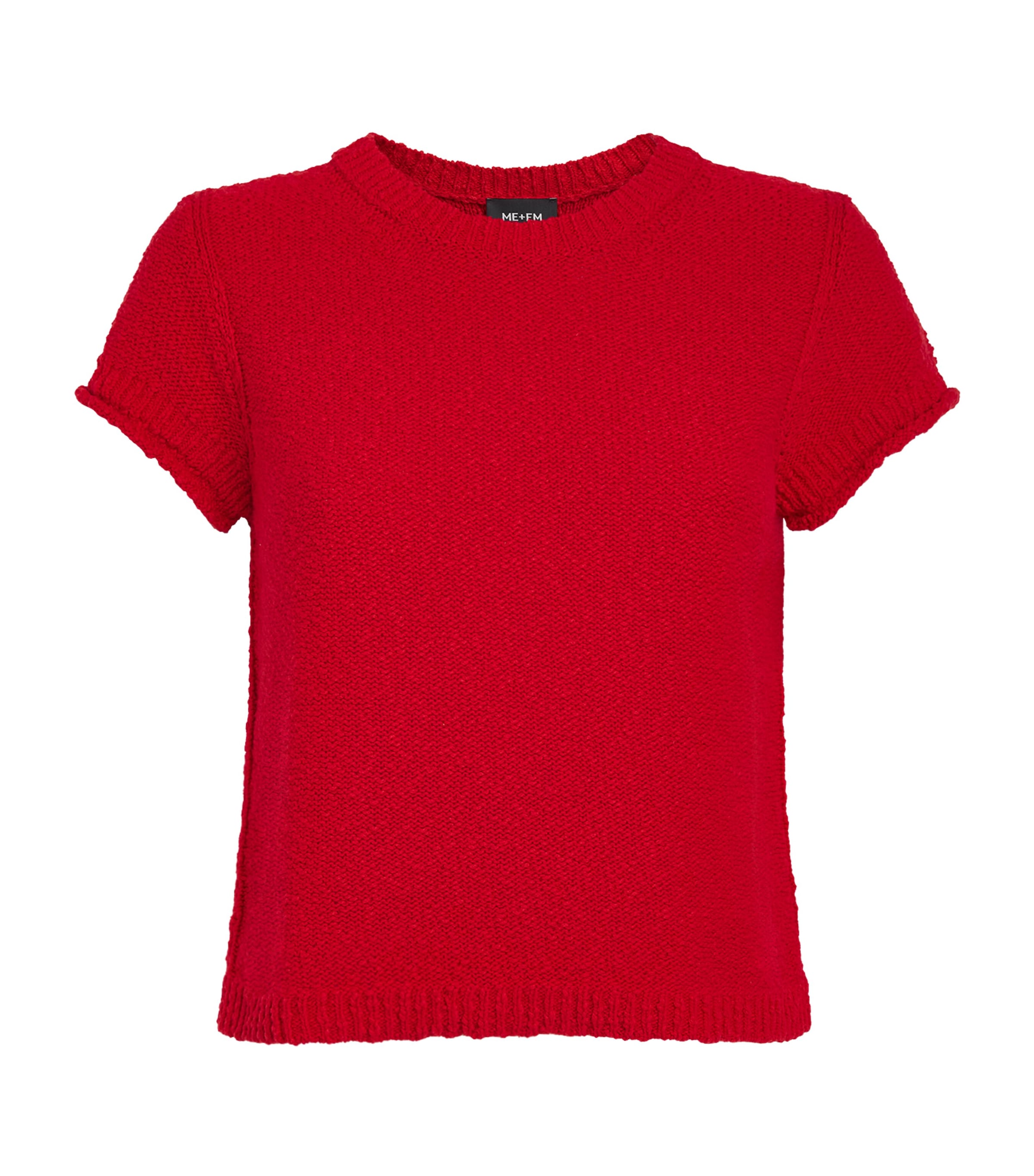 ME+EM Womens Cotton-Linen Bouclé Baby T-Shirt Rose Petal Red Image 1