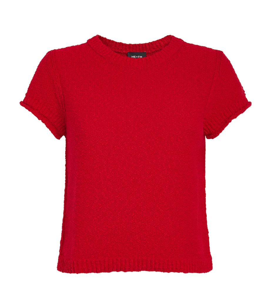 ME+EM Womens Cotton-Linen Bouclé Baby T-Shirt Rose Petal Red Image 1