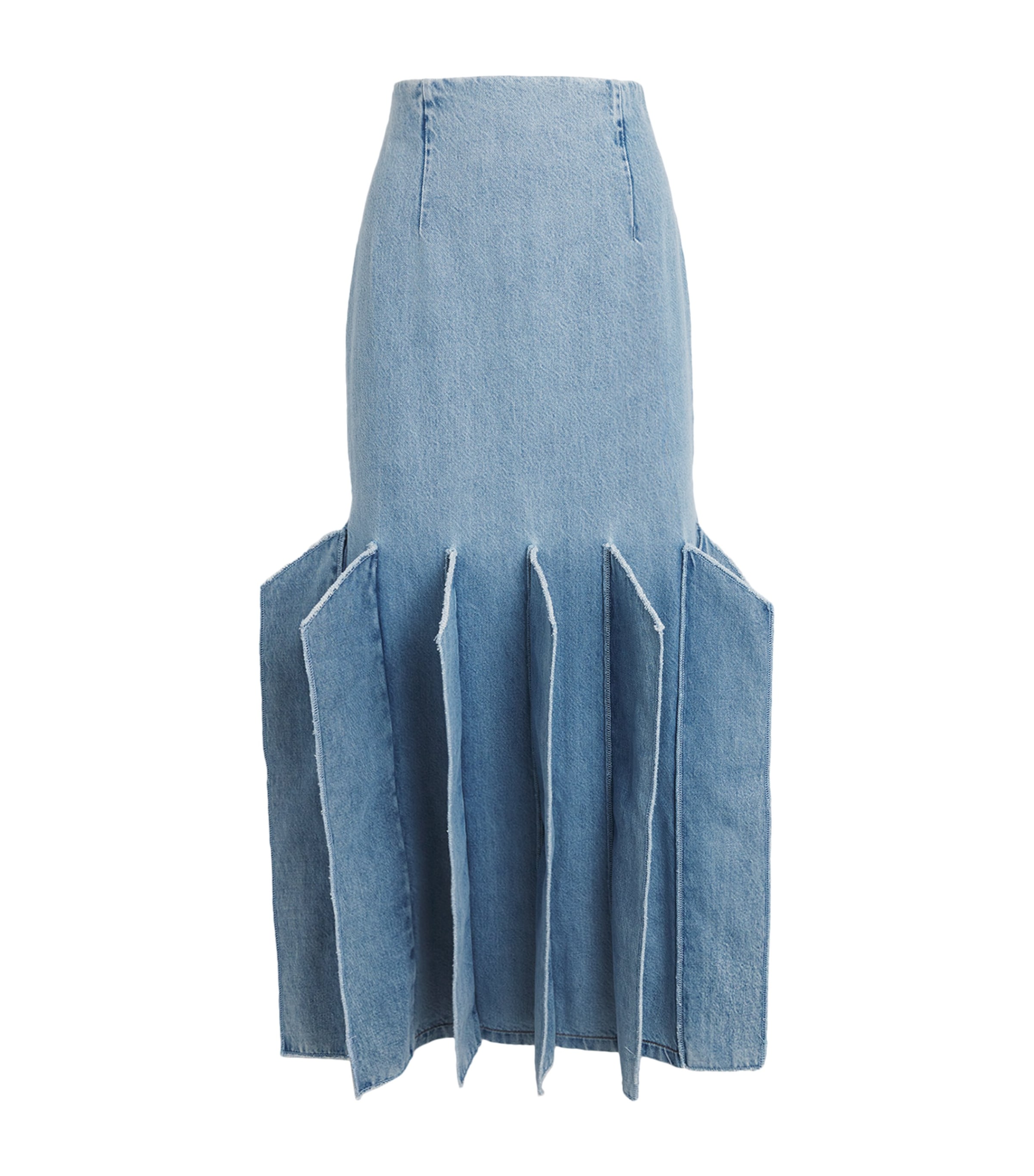 A.w.a.k.e. Denim Panelled Maxi Skirt In Blue