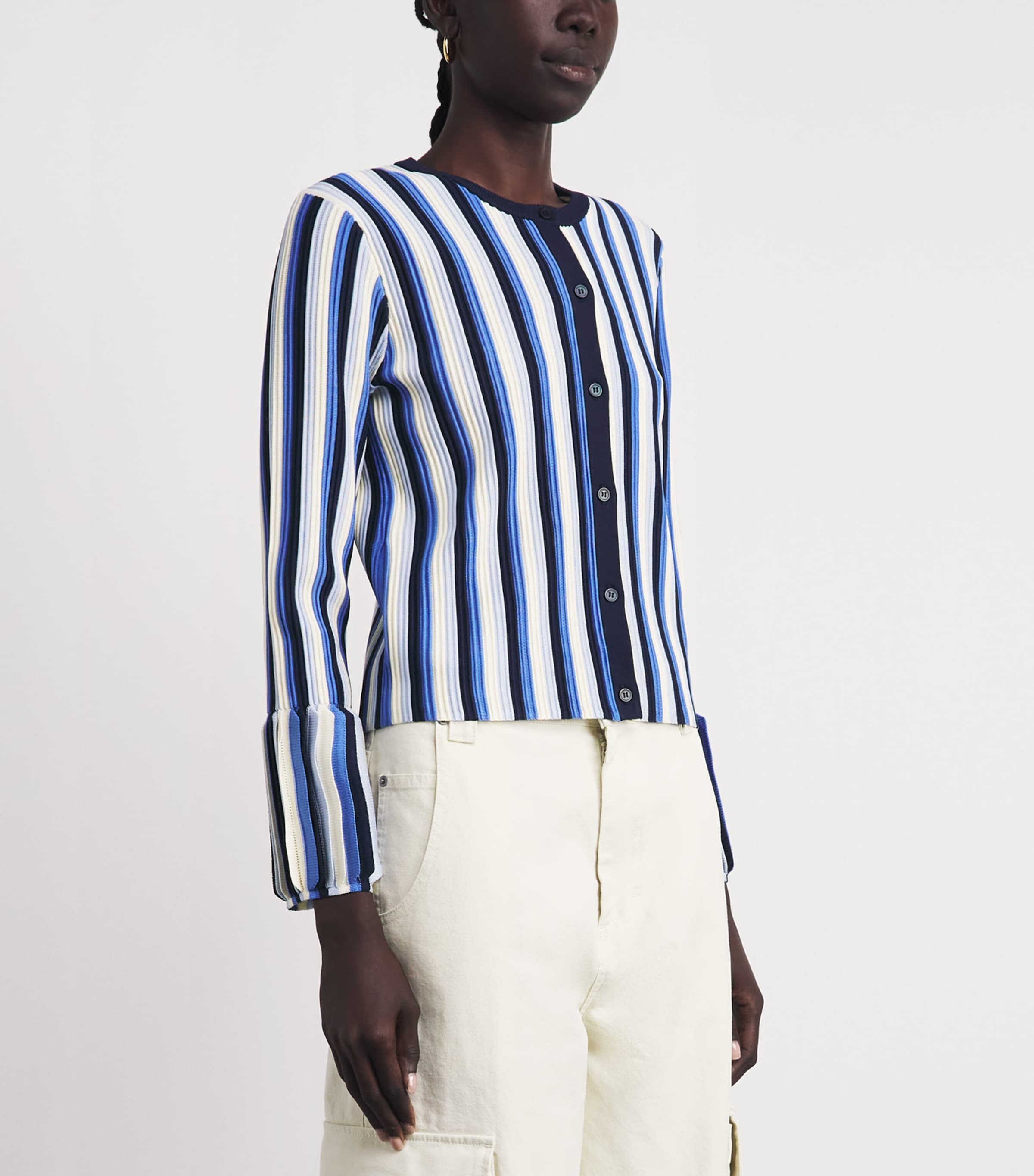 Simkhai Womens Striped Iris Cardigan Cerulean Multi Image 4