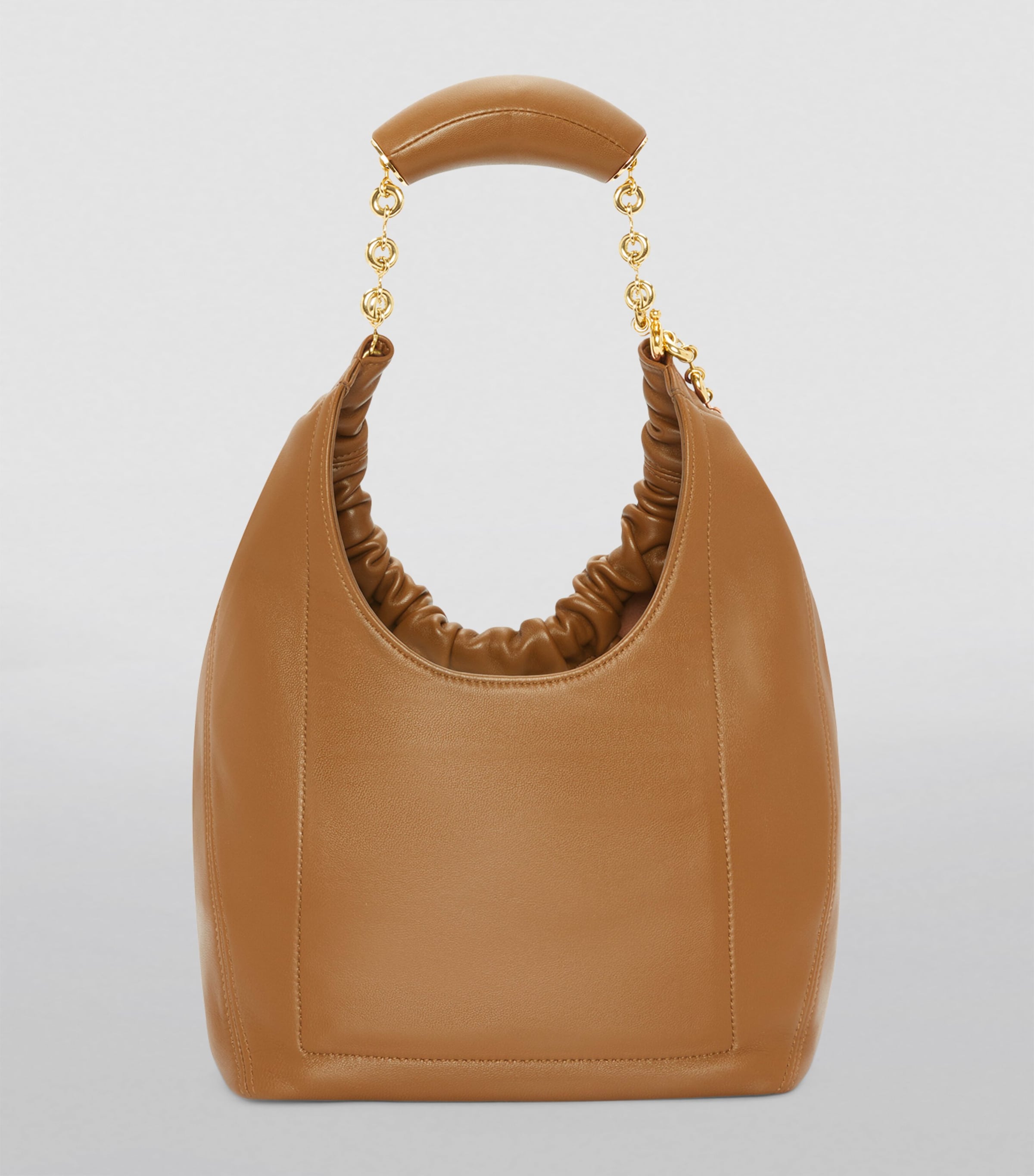 Small Leather Squeeze Top-Handle Bag OAK Image 3