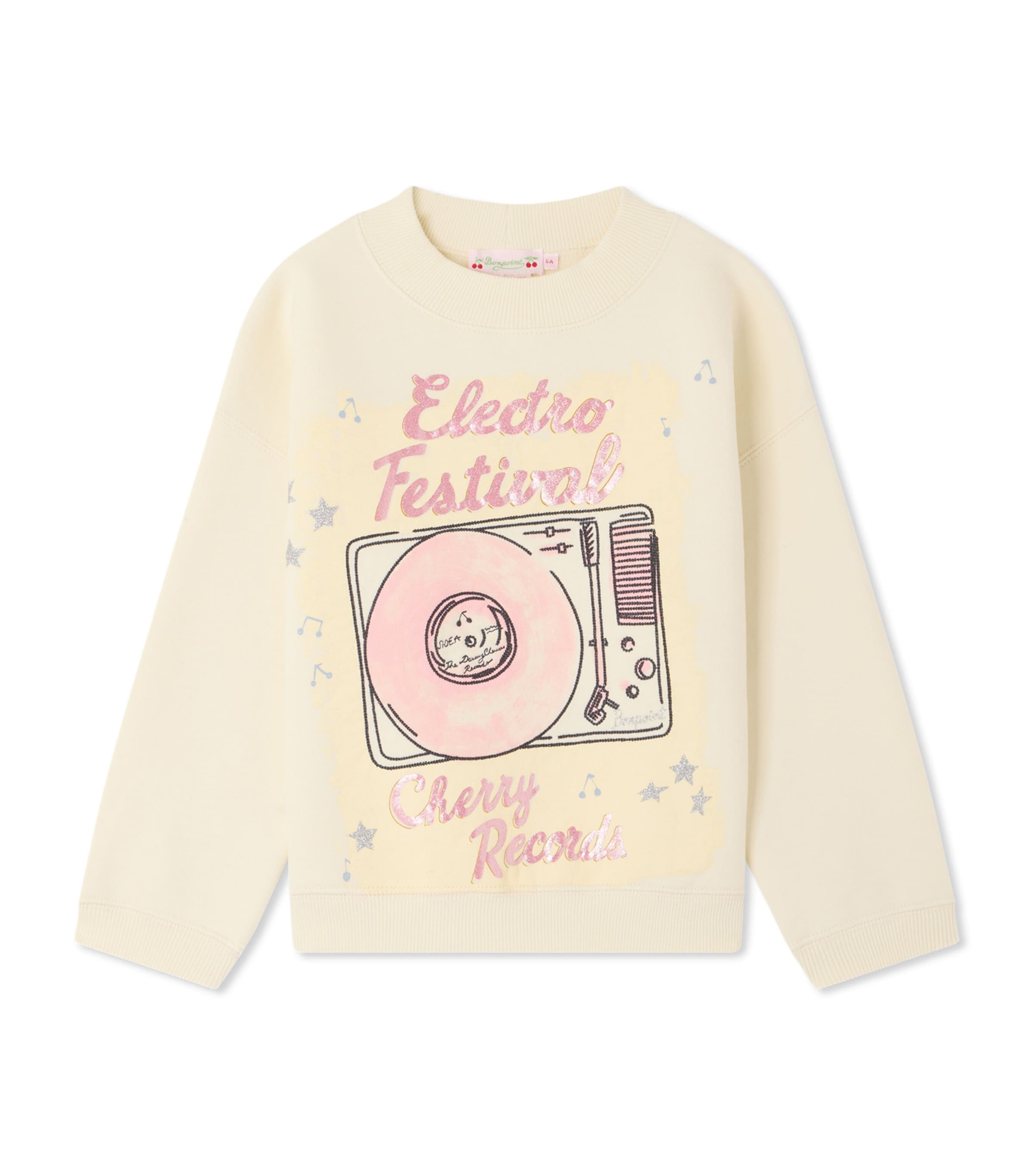 Bonpoint Record Print T-Shirt (4-8 Years) Upb Ecru Image 1