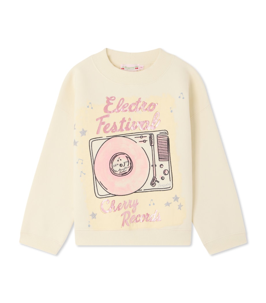 Bonpoint Record Print T-Shirt (4-8 Years) Upb Ecru Image 1