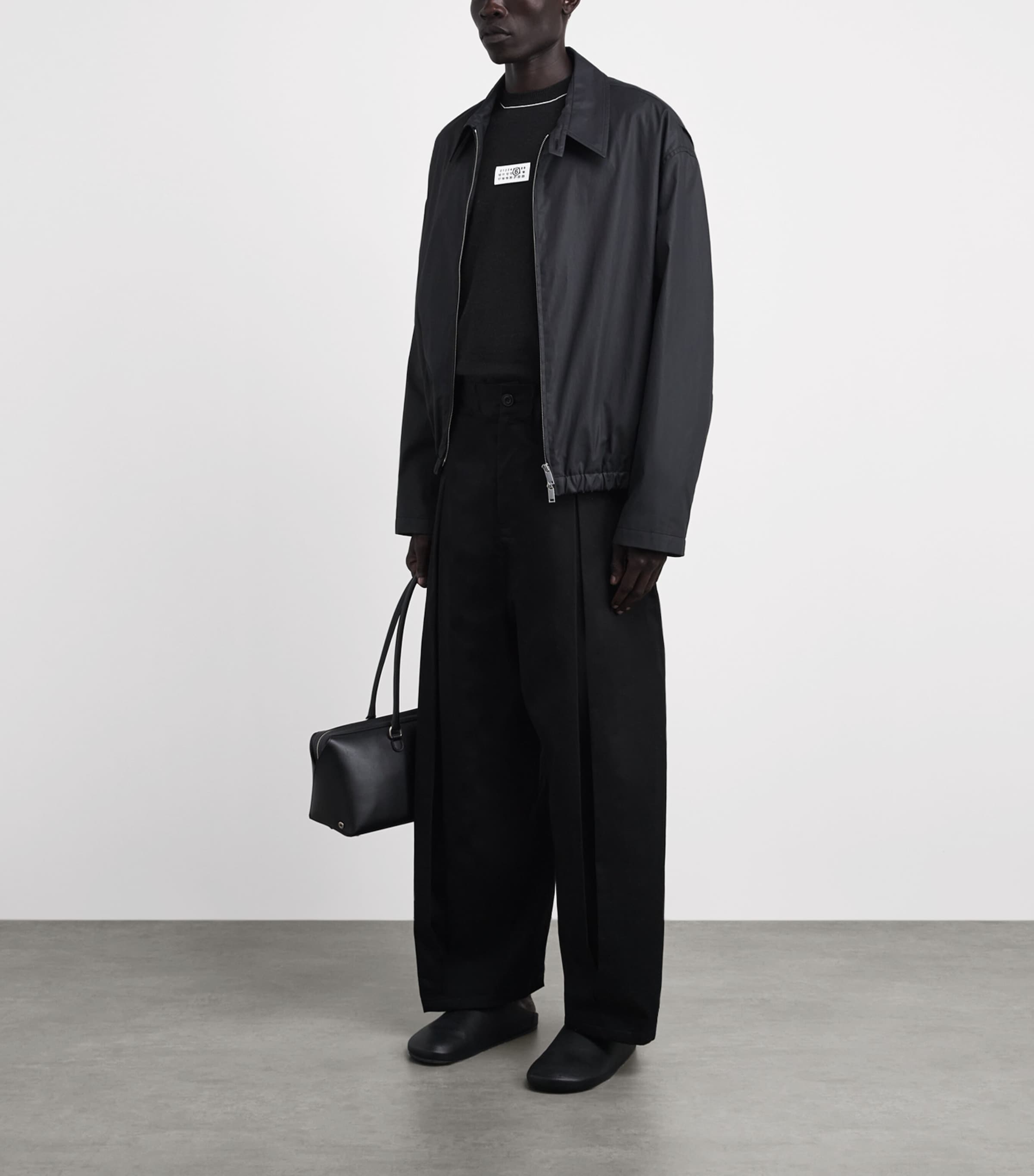 MM6 Maison Margiela Mens Virgin Wool-Blend Numeric Tab Sweater Black Image 2