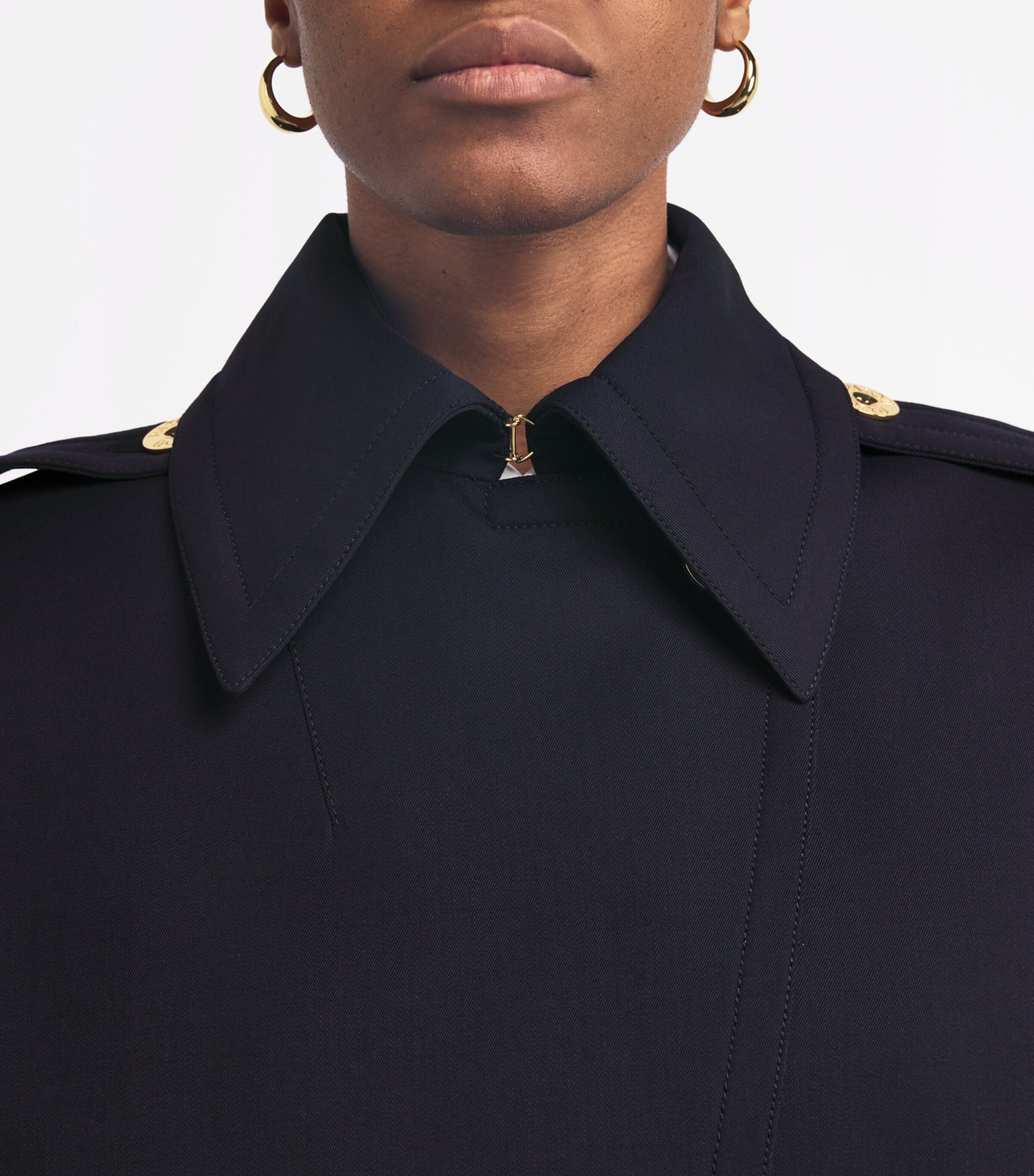 Virgin Wool Belted Jacket 699N NAVY BLACK Image 6