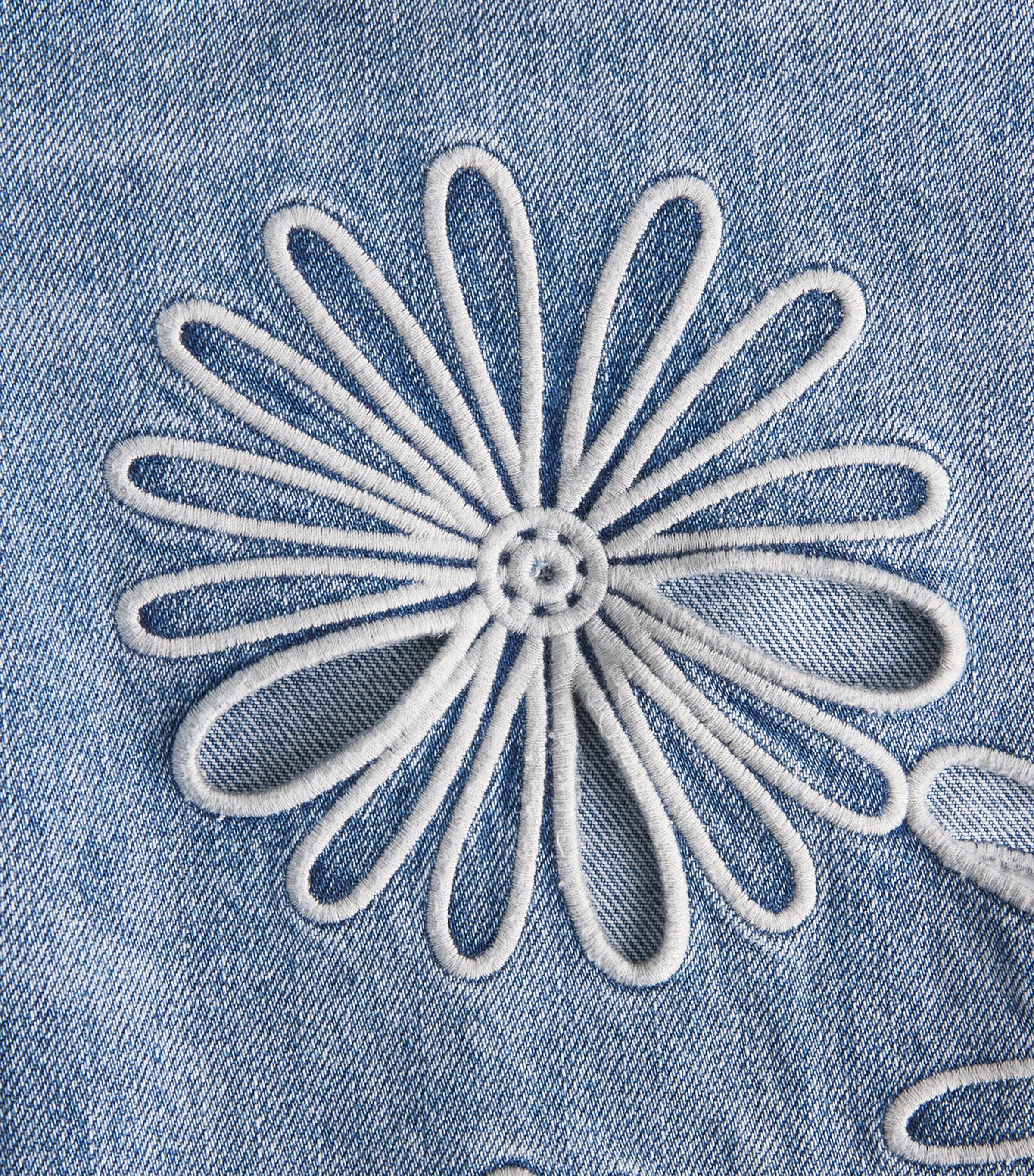 Sandro Paris Womens Open-Work Embroidered Denim Shorts Blue Jean Image 6